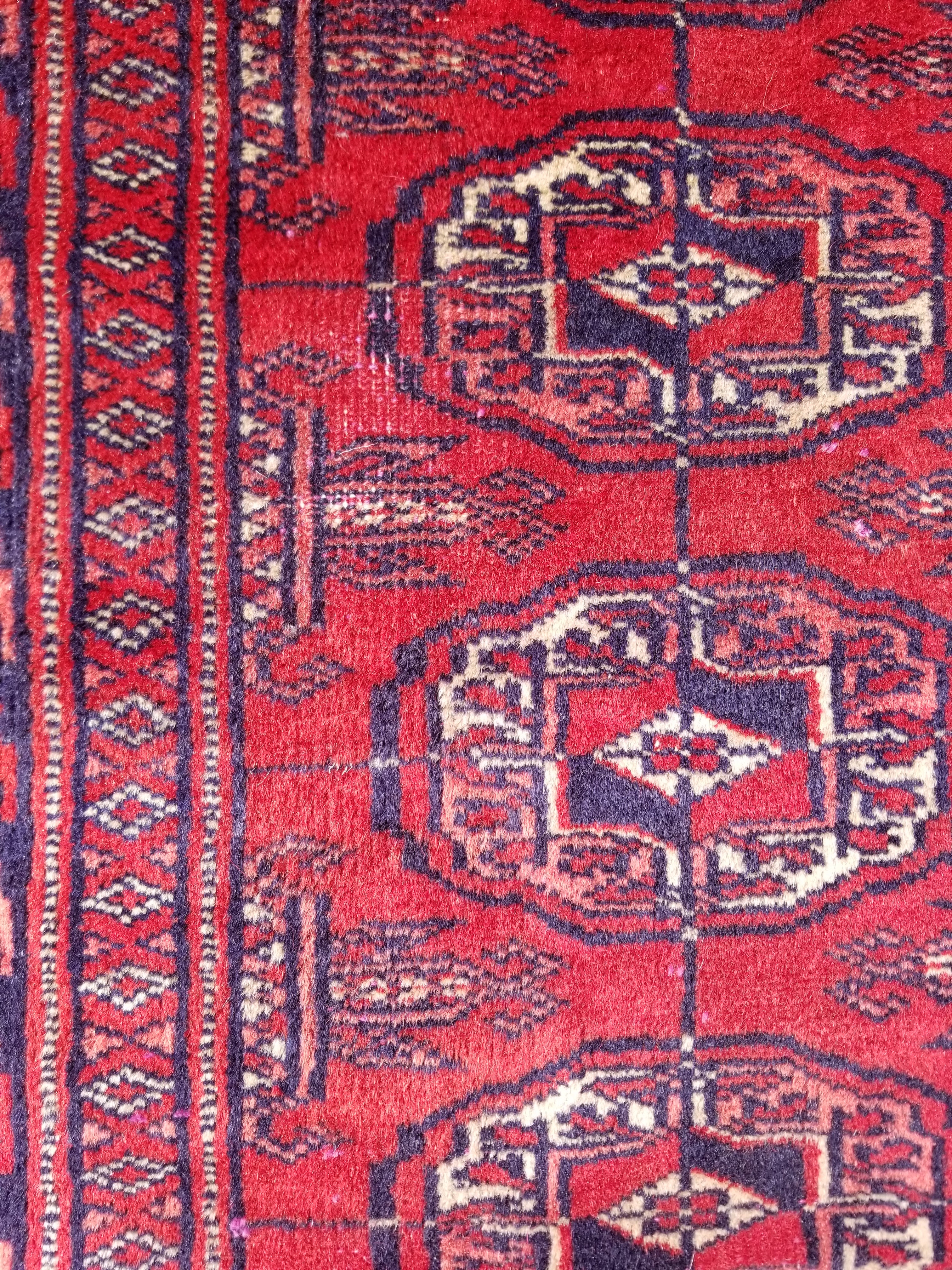 Distressed Vintage Traditional Handmade Afghan Bokhara Wool Rug 186x128cm