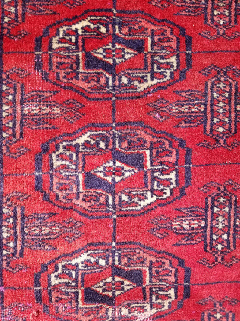 Distressed Vintage Traditional Handmade Afghan Bokhara Wool Rug 186x128cm