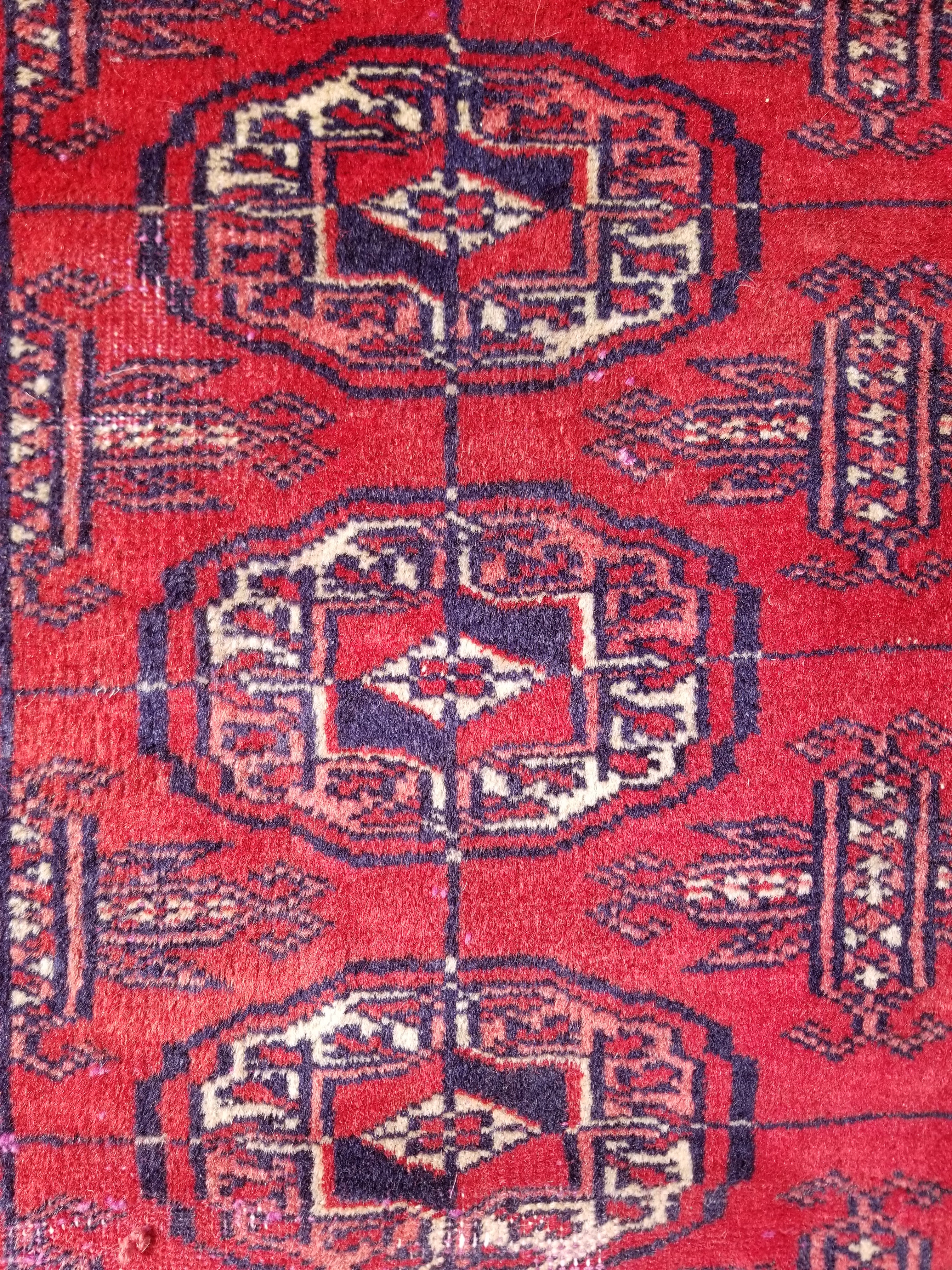 Distressed Vintage Traditional Handmade Afghan Bokhara Wool Rug 186x128cm