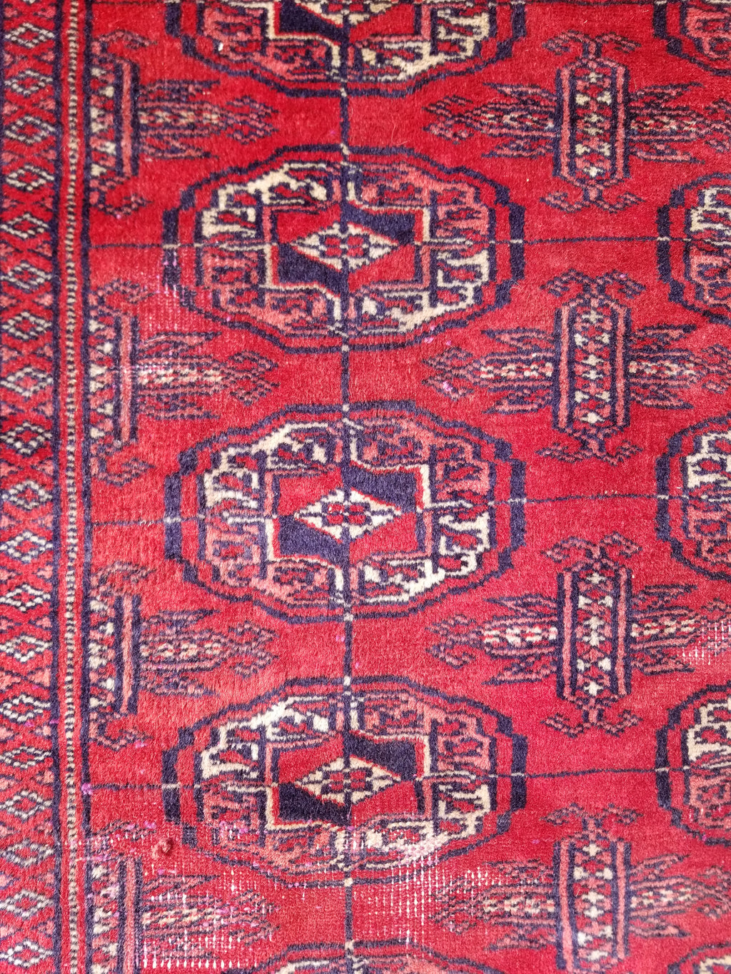 Distressed Vintage Traditional Handmade Afghan Bokhara Wool Rug 186x128cm