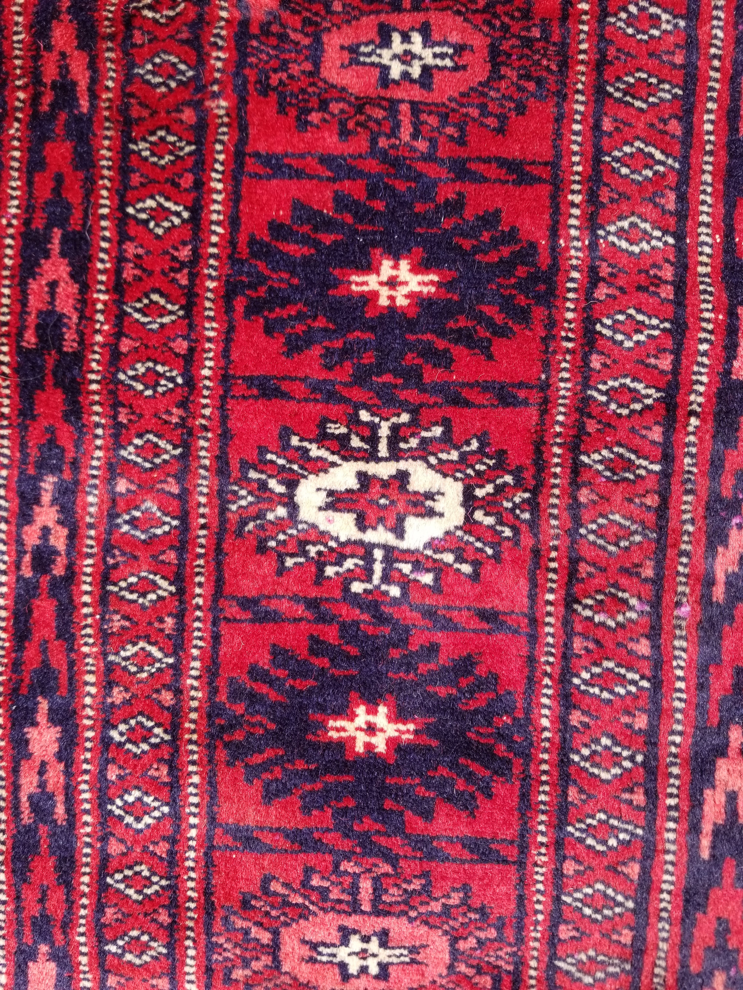 Distressed Vintage Traditional Handmade Afghan Bokhara Wool Rug 186x128cm