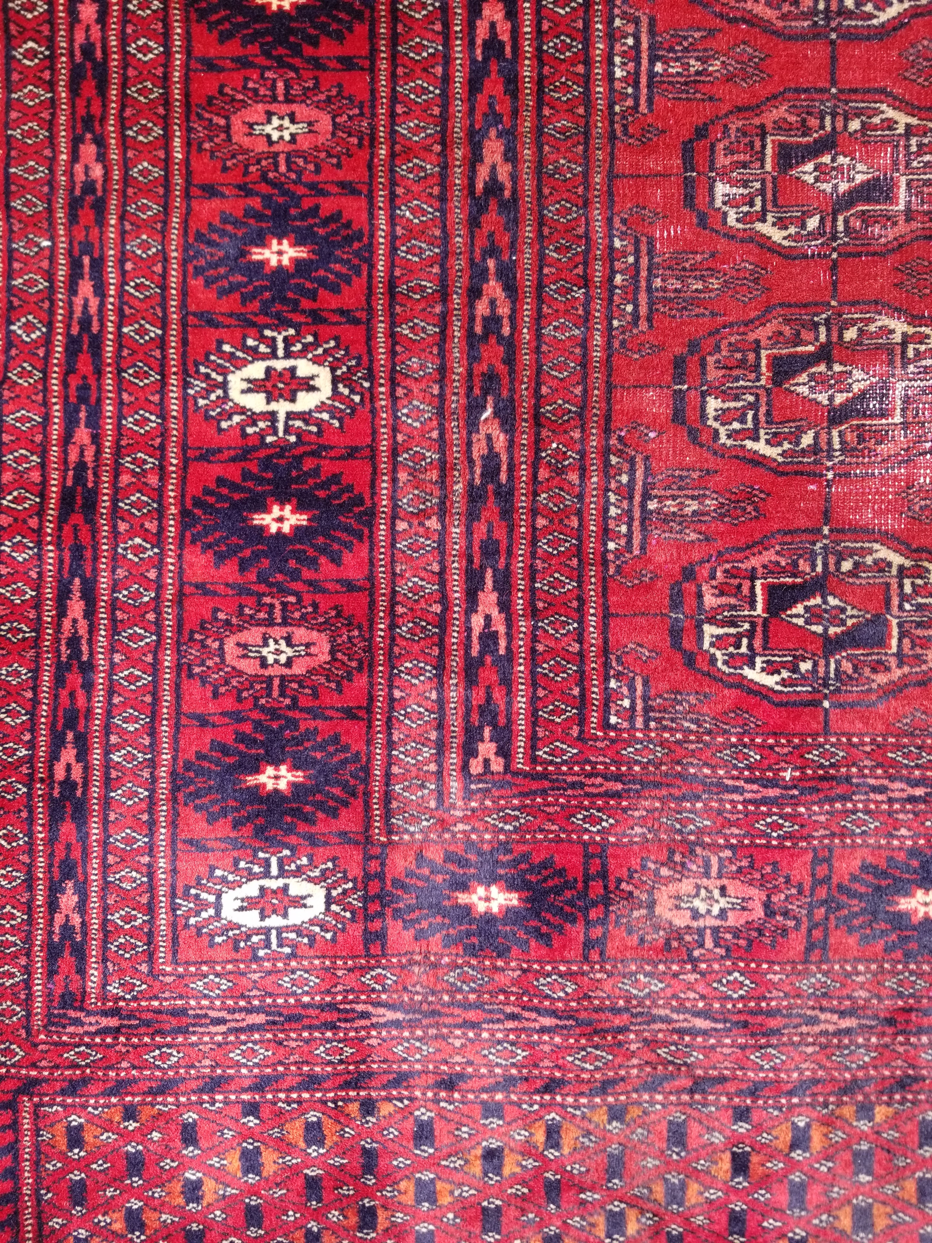 Distressed Vintage Traditional Handmade Afghan Bokhara Wool Rug 186x128cm