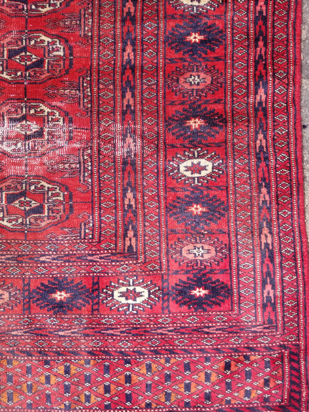 Distressed Vintage Traditional Handmade Afghan Bokhara Wool Rug 186x128cm