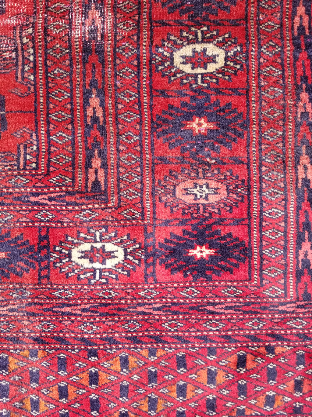 Distressed Vintage Traditional Handmade Afghan Bokhara Wool Rug 186x128cm