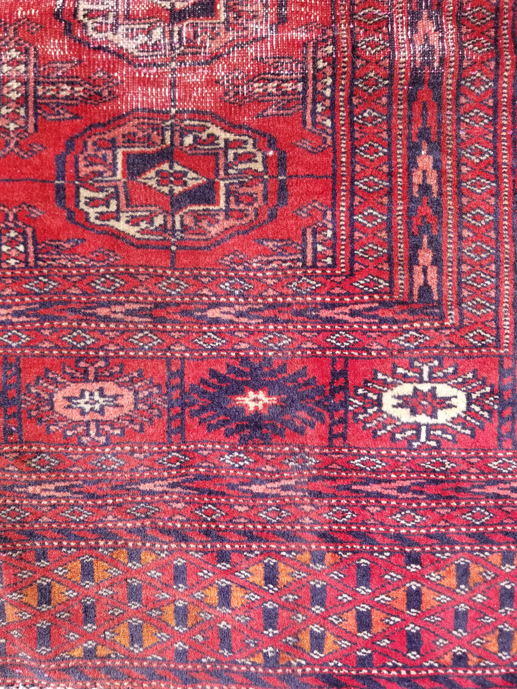 Distressed Vintage Traditional Handmade Afghan Bokhara Wool Rug 186x128cm