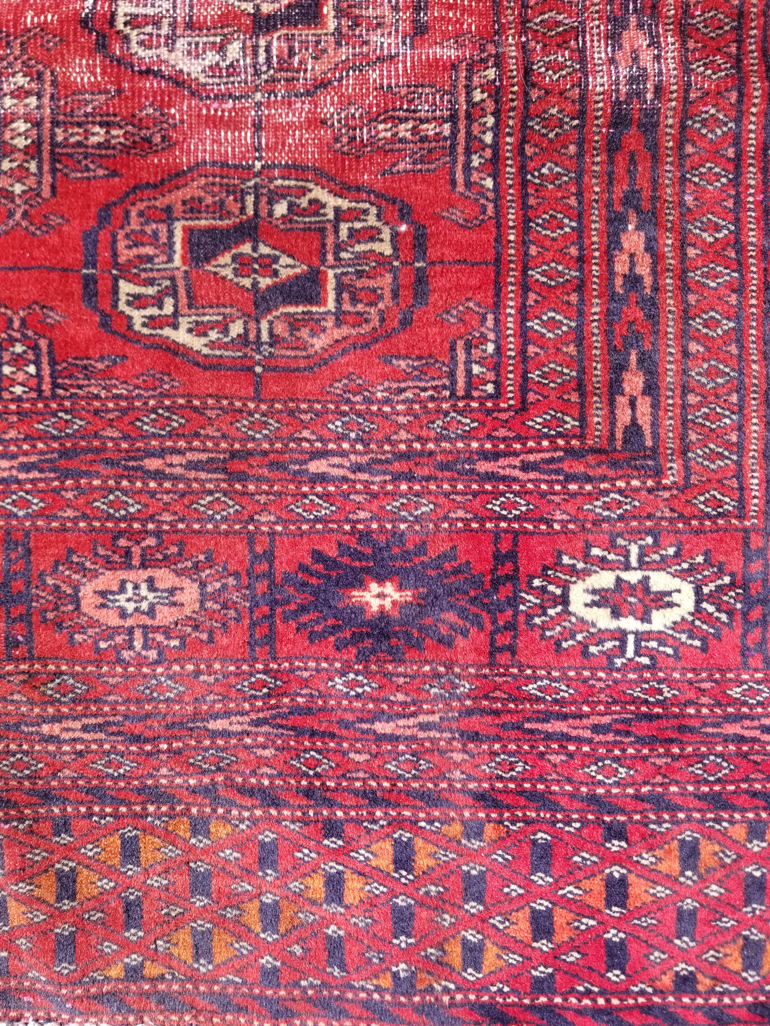 Distressed Vintage Traditional Handmade Afghan Bokhara Wool Rug 186x128cm