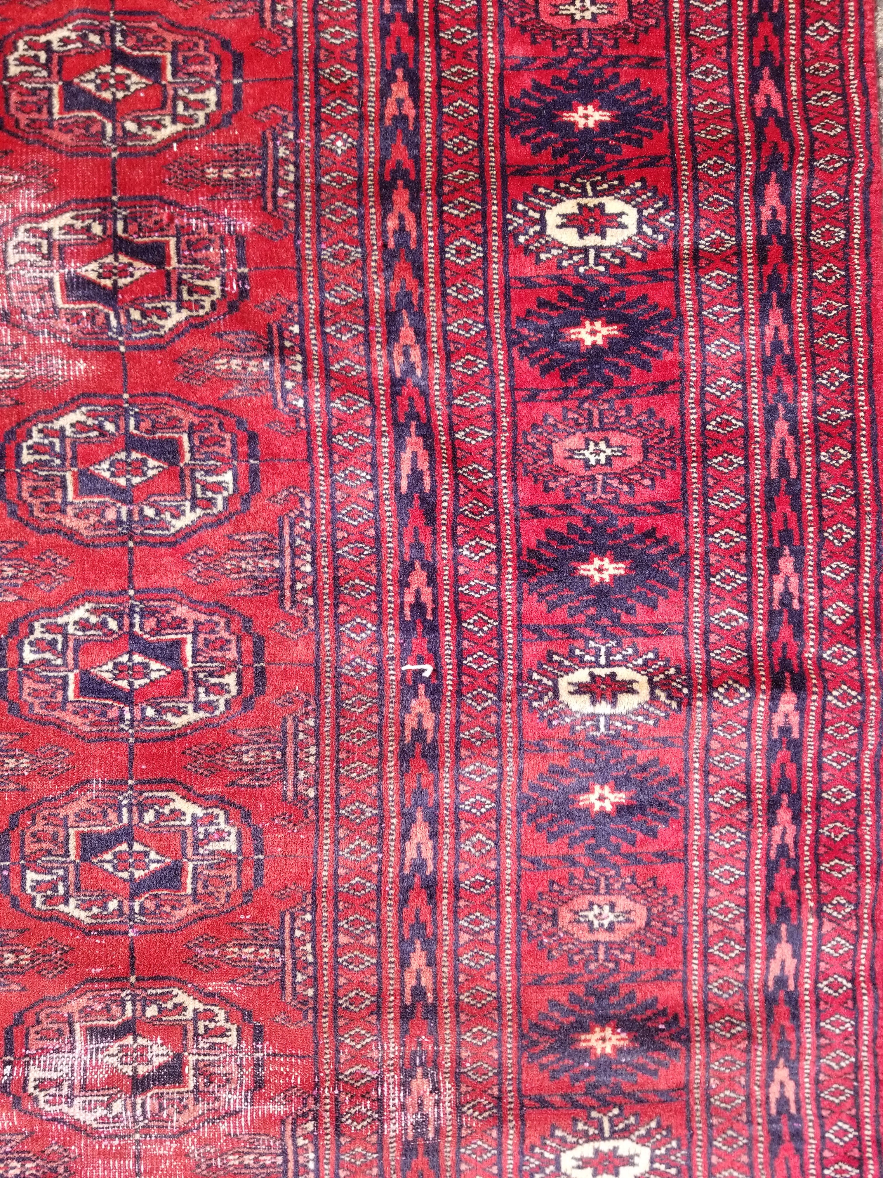 Distressed Vintage Traditional Handmade Afghan Bokhara Wool Rug 186x128cm