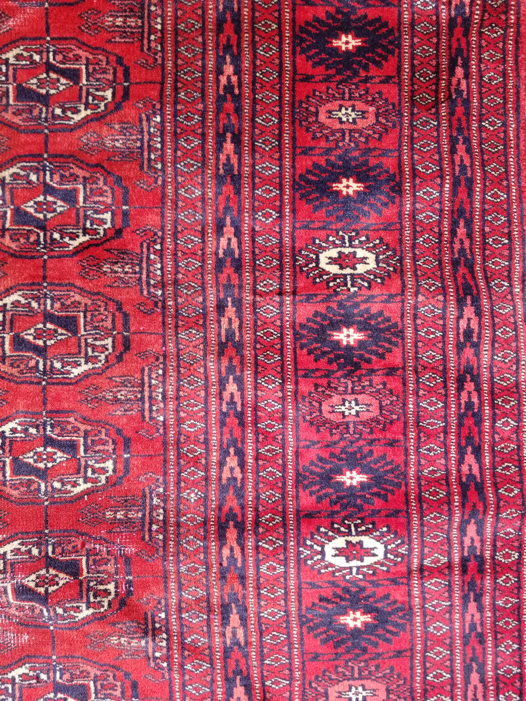 Distressed Vintage Traditional Handmade Afghan Bokhara Wool Rug 186x128cm