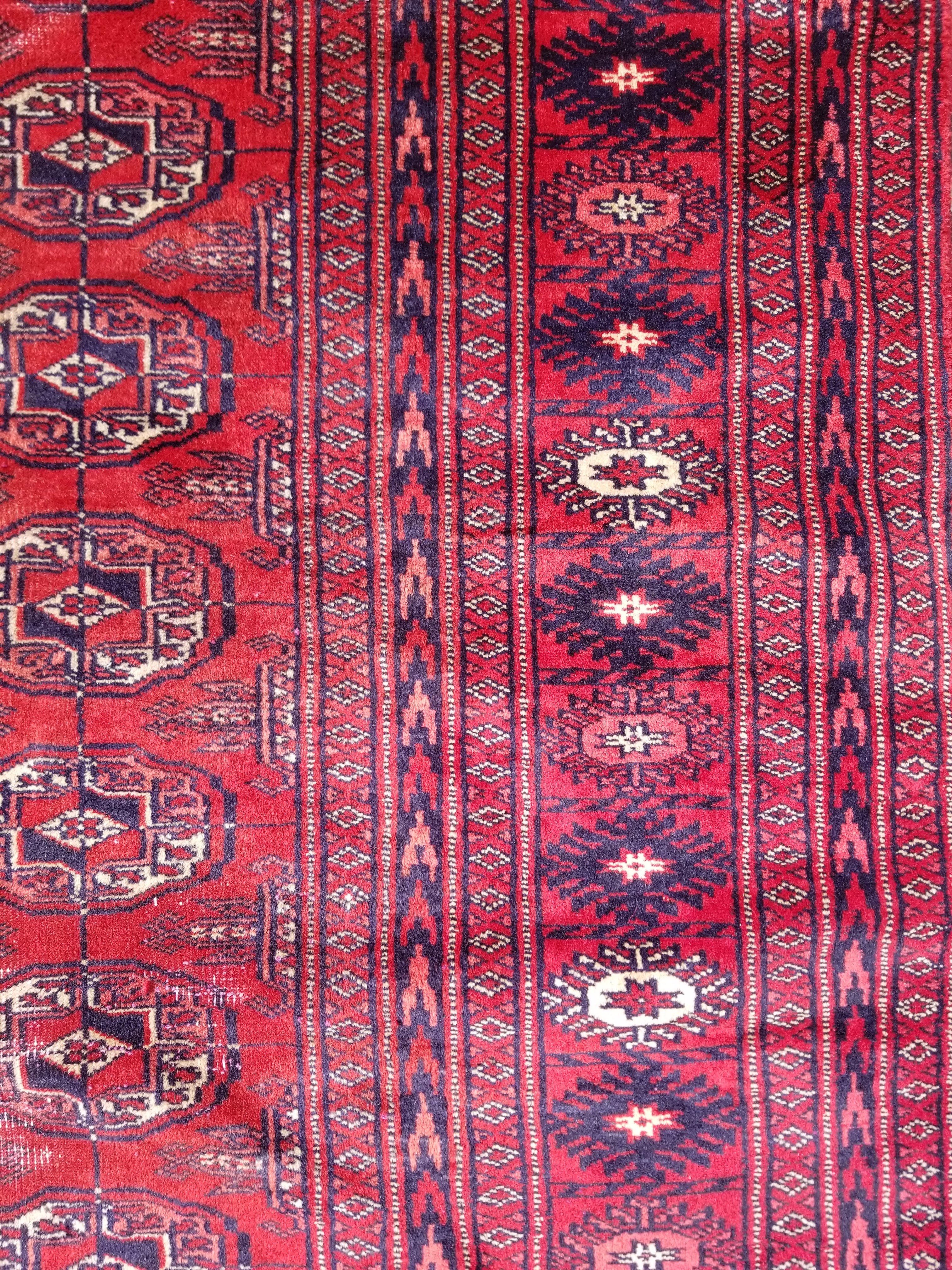 Distressed Vintage Traditional Handmade Afghan Bokhara Wool Rug 186x128cm
