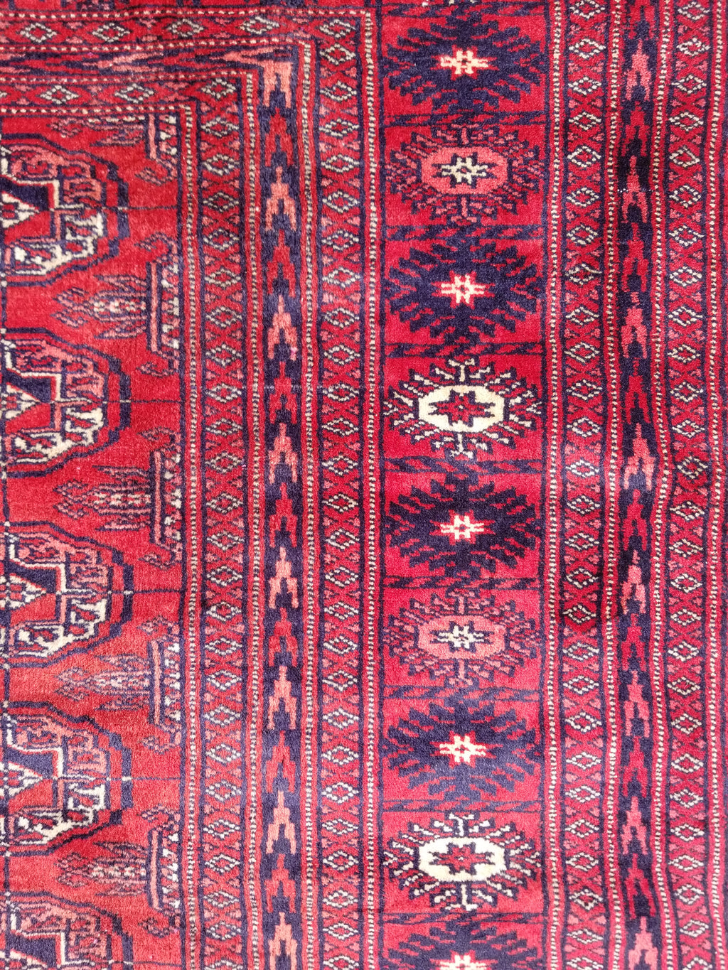 Distressed Vintage Traditional Handmade Afghan Bokhara Wool Rug 186x128cm