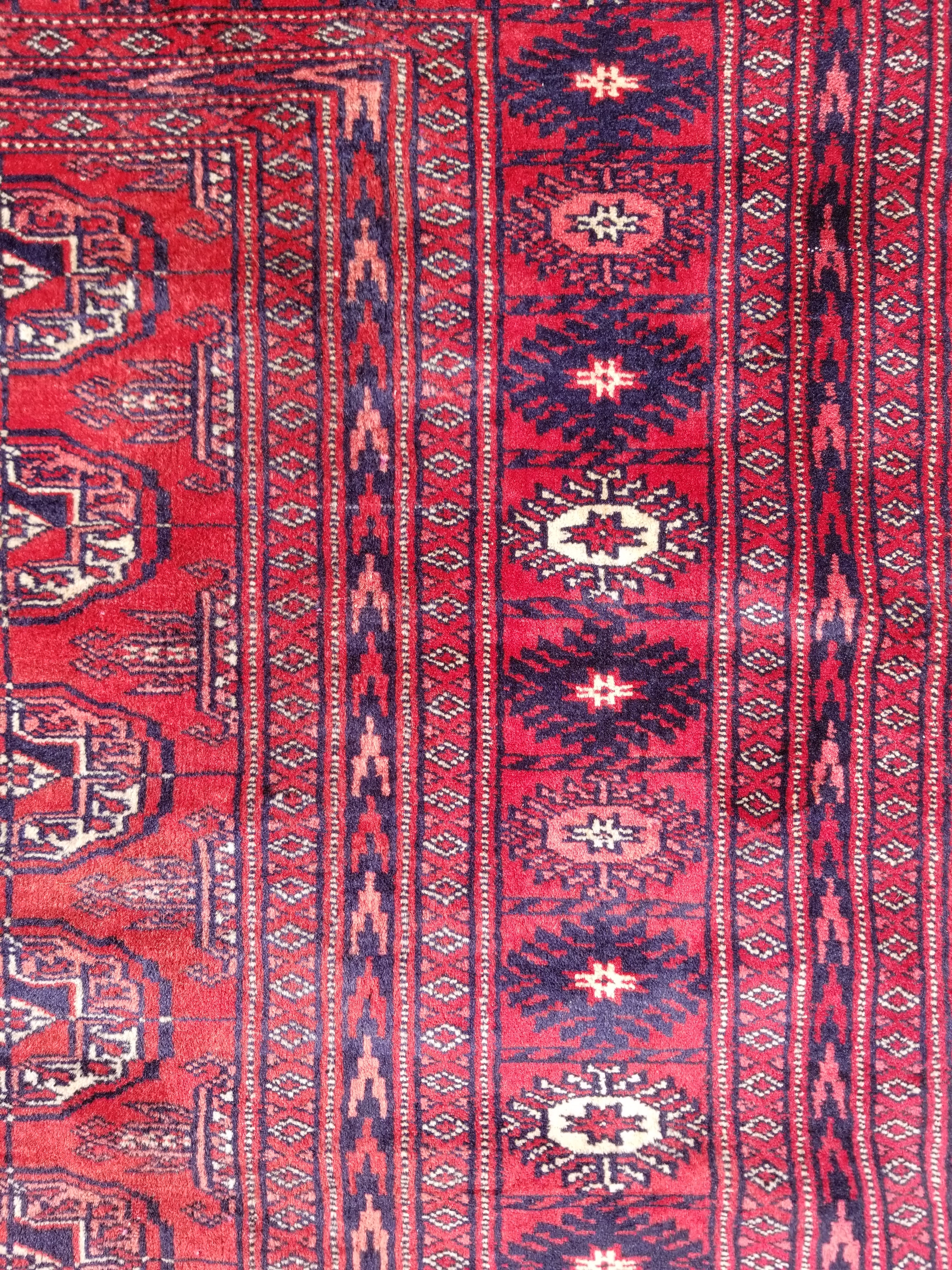 Distressed Vintage Traditional Handmade Afghan Bokhara Wool Rug 186x128cm