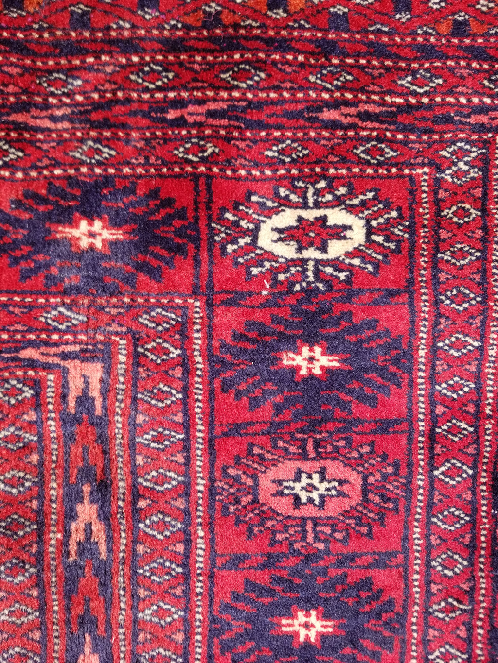 Distressed Vintage Traditional Handmade Afghan Bokhara Wool Rug 186x128cm