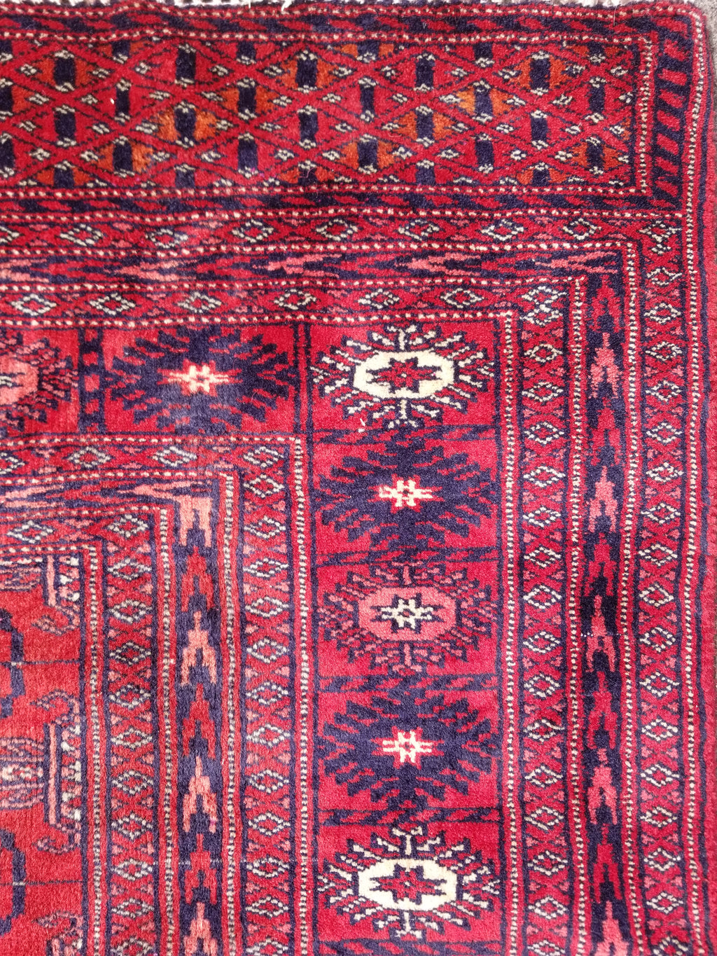 Distressed Vintage Traditional Handmade Afghan Bokhara Wool Rug 186x128cm