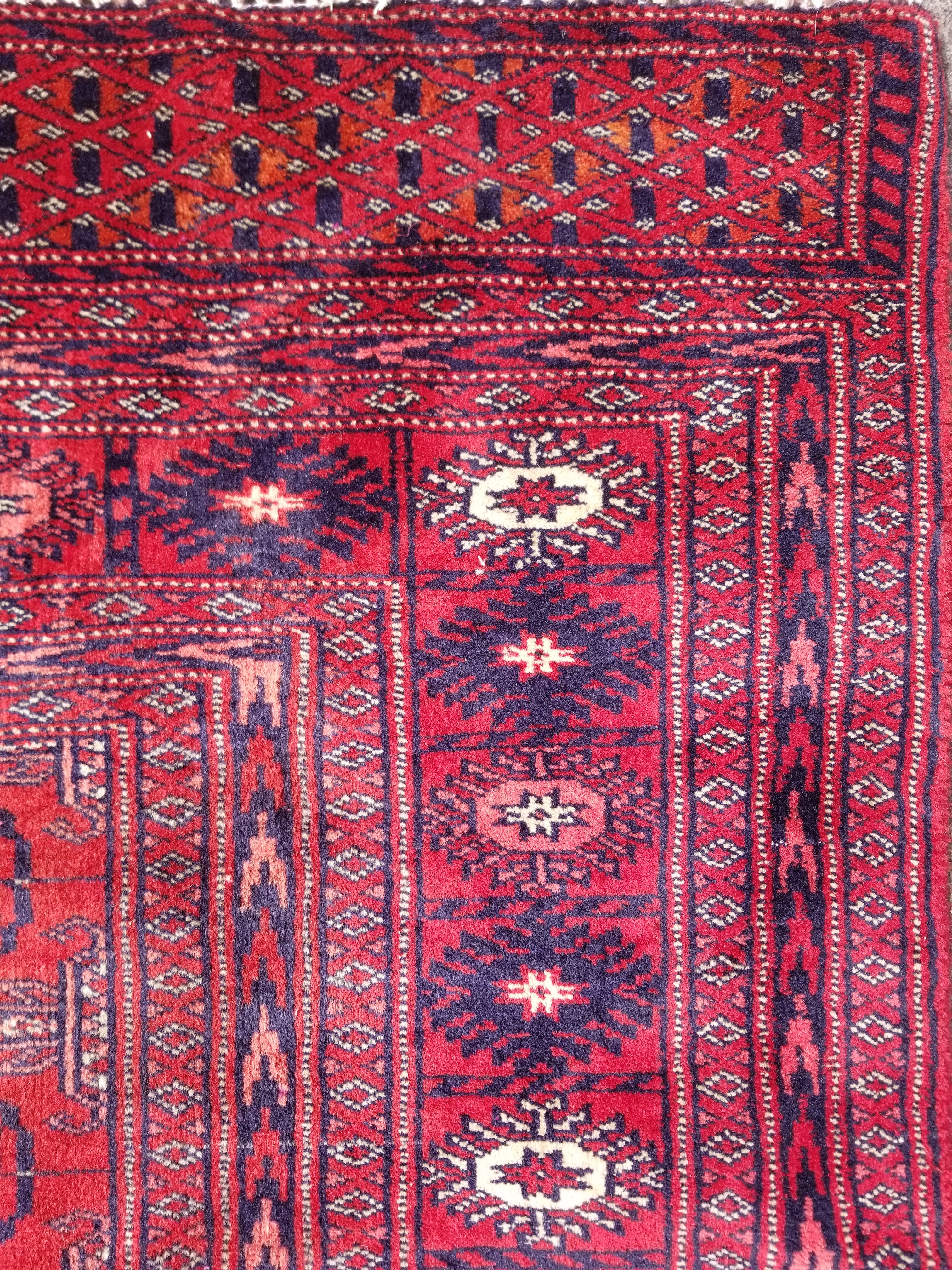 Distressed Vintage Traditional Handmade Afghan Bokhara Wool Rug 186x128cm