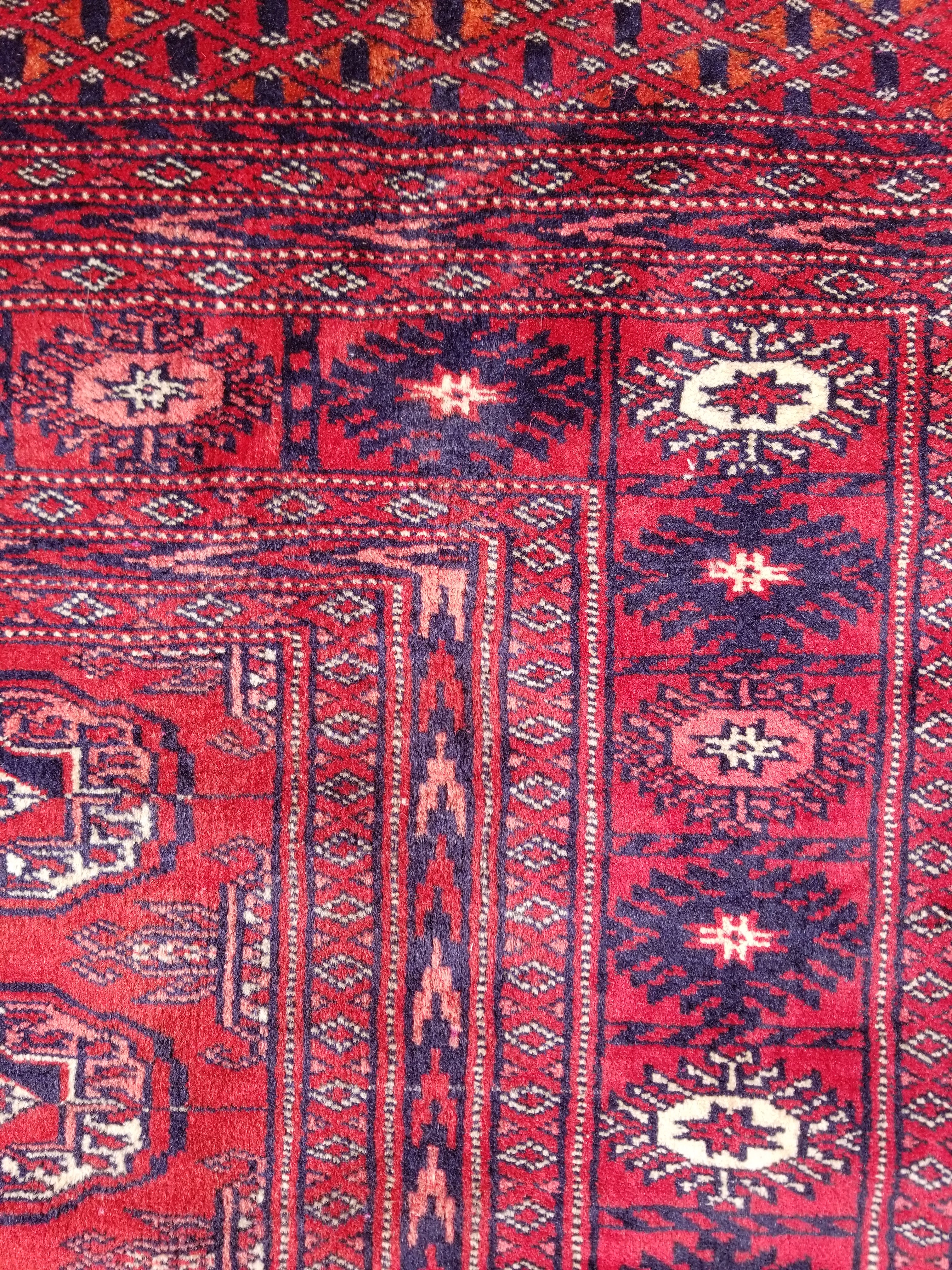 Distressed Vintage Traditional Handmade Afghan Bokhara Wool Rug 186x128cm