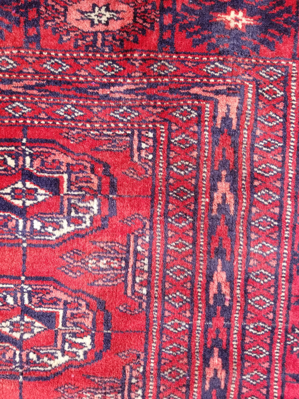 Distressed Vintage Traditional Handmade Afghan Bokhara Wool Rug 186x128cm