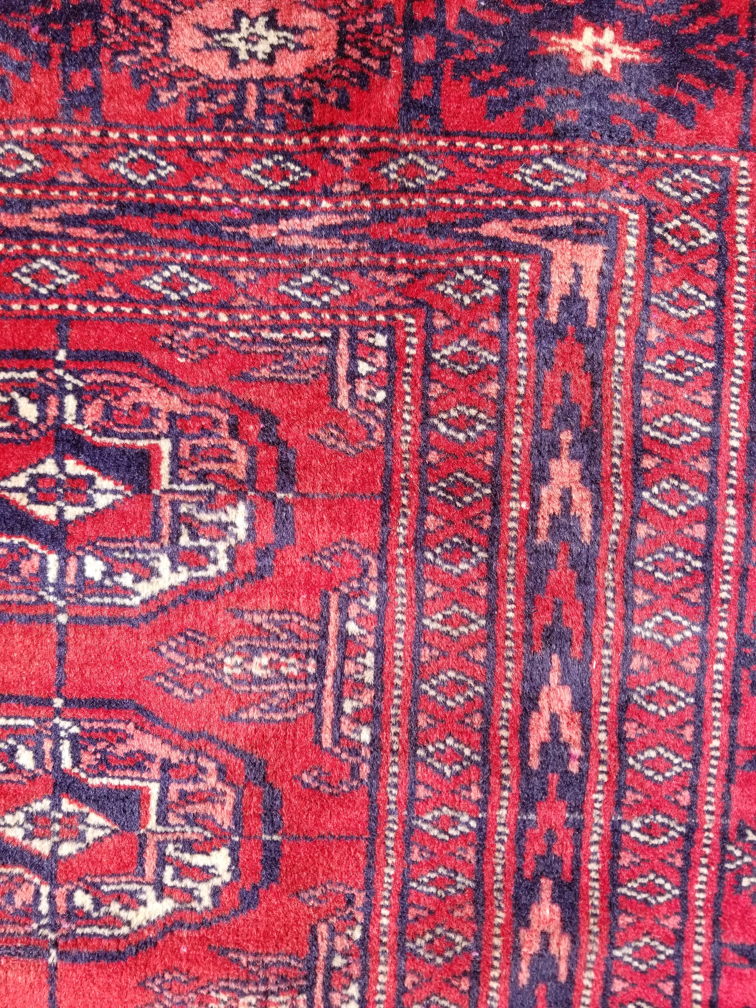 Distressed Vintage Traditional Handmade Afghan Bokhara Wool Rug 186x128cm