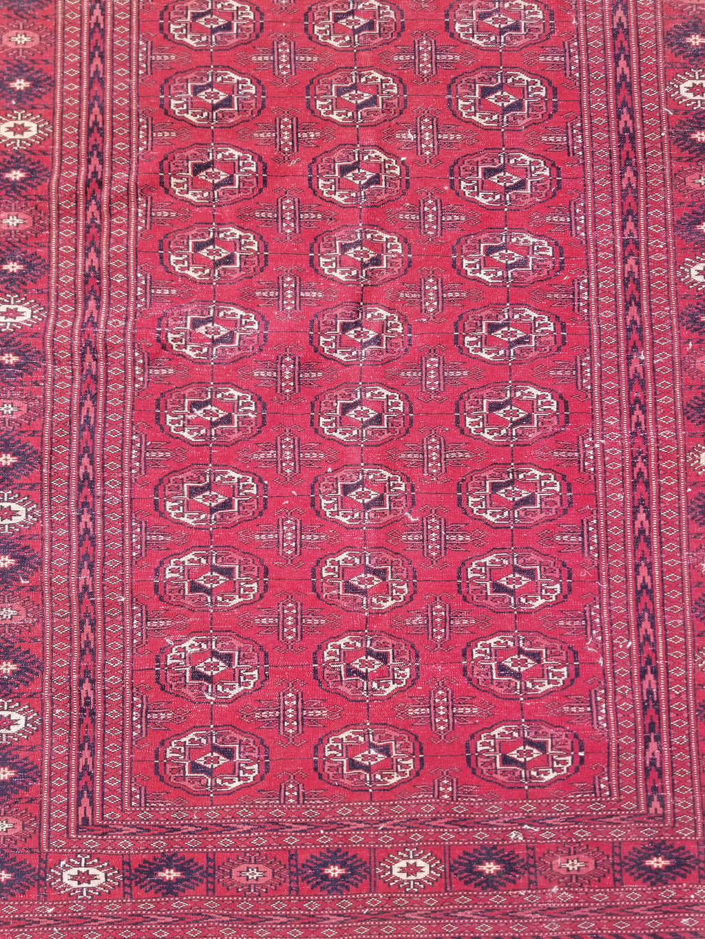 Distressed Vintage Traditional Handmade Afghan Bokhara Wool Rug 186x128cm
