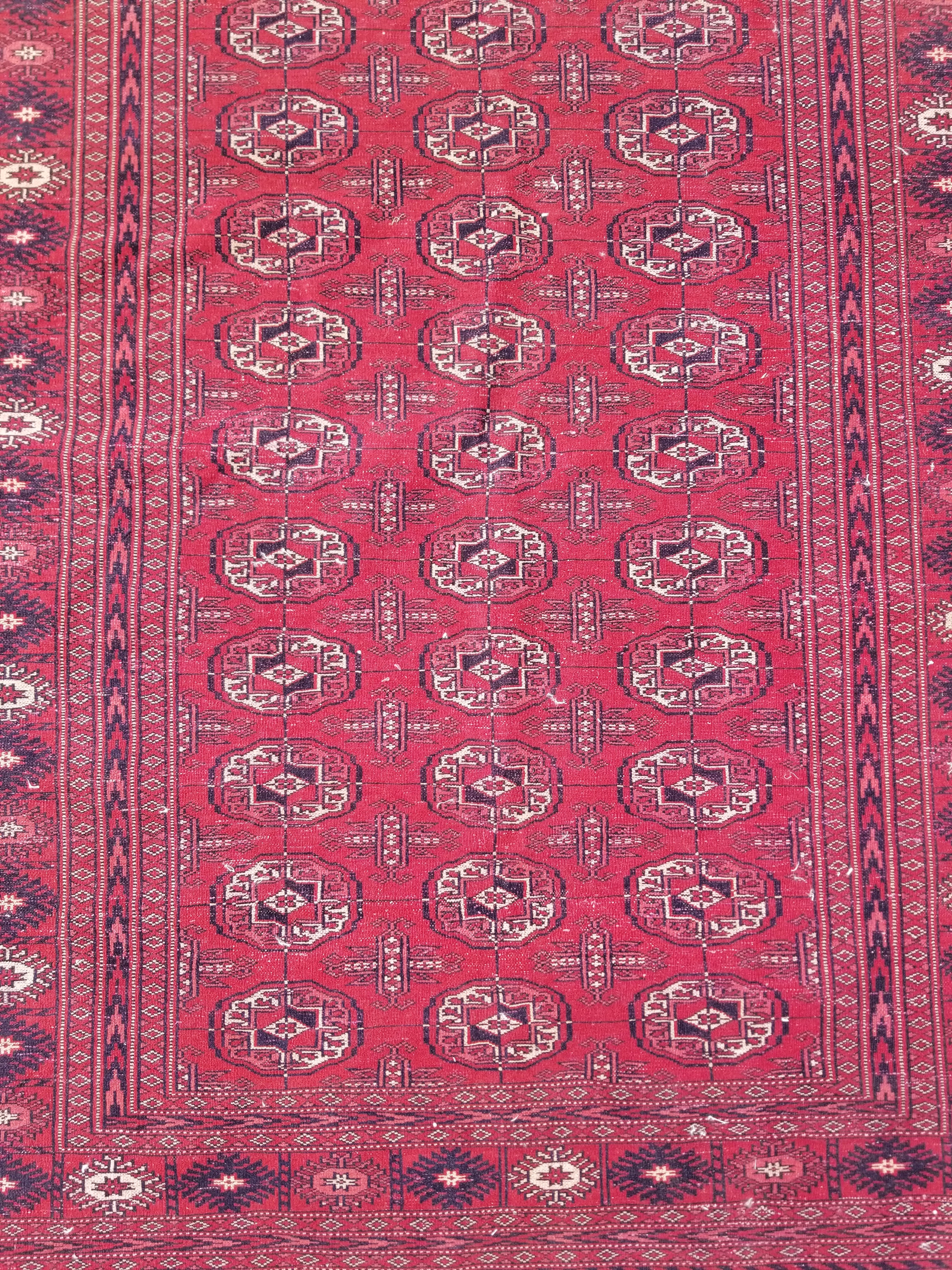 Distressed Vintage Traditional Handmade Afghan Bokhara Wool Rug 186x128cm