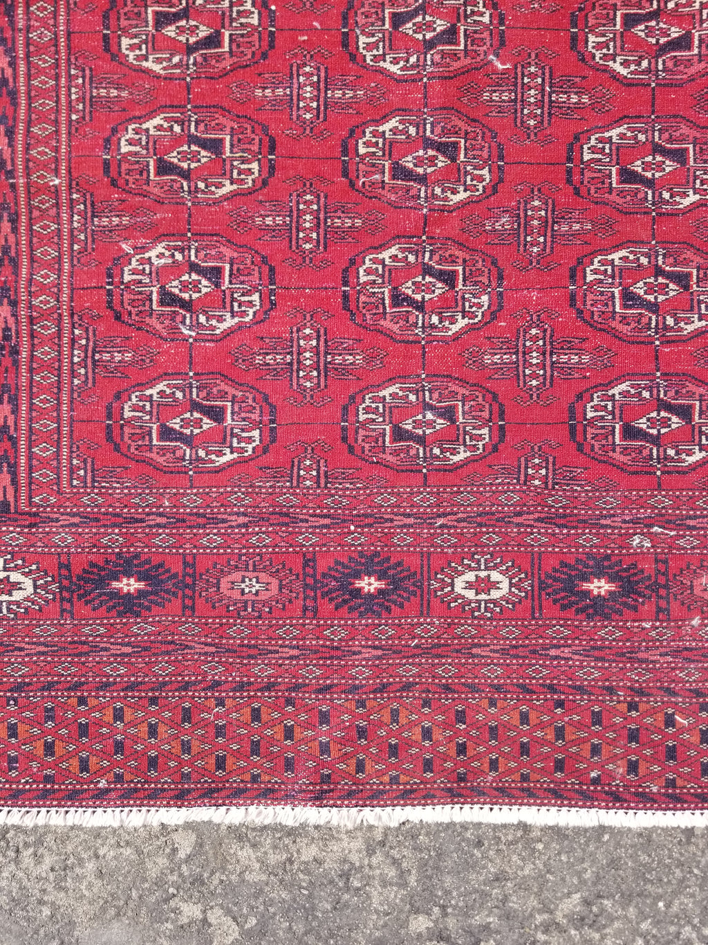Distressed Vintage Traditional Handmade Afghan Bokhara Wool Rug 186x128cm