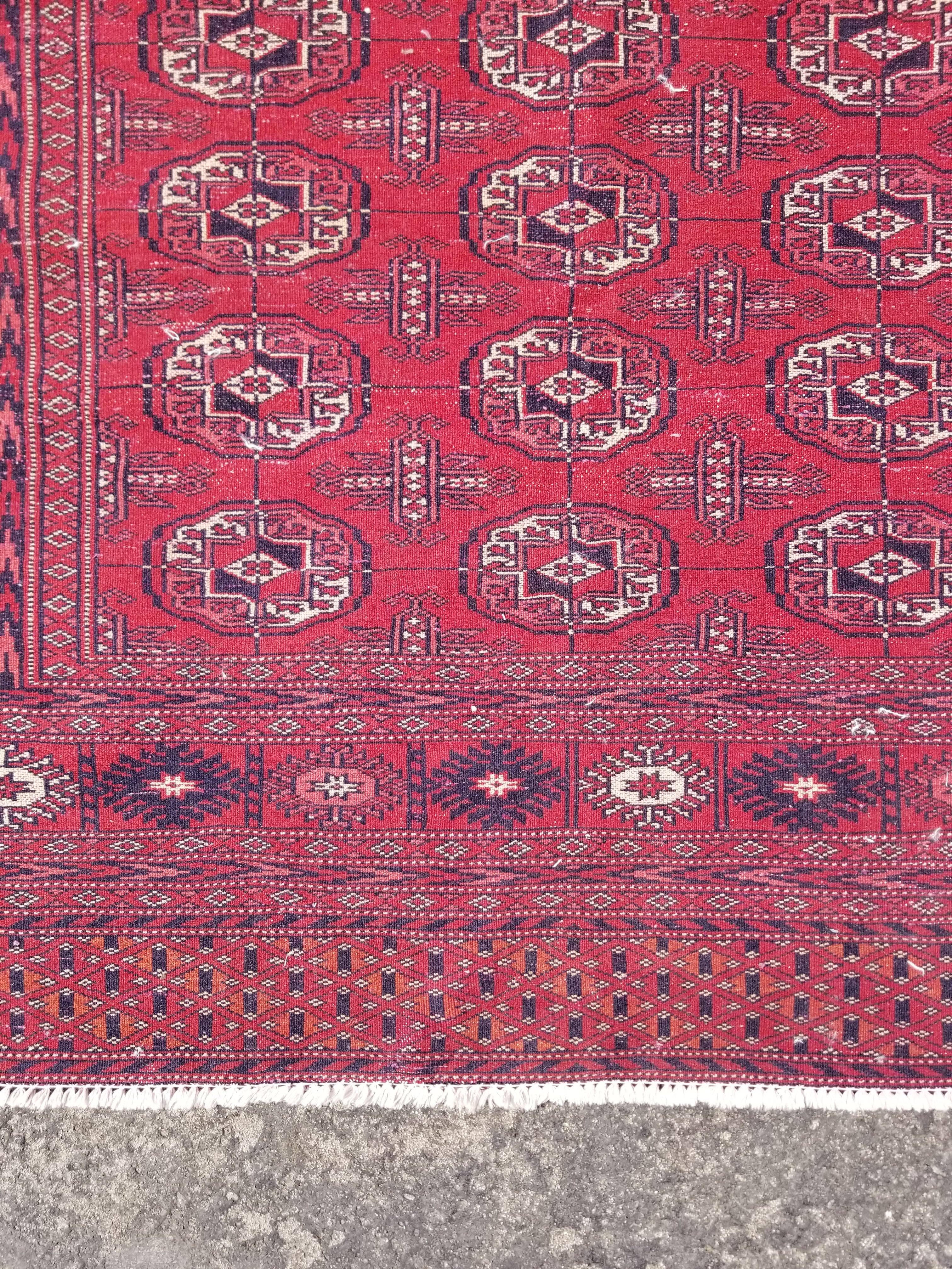 Distressed Vintage Traditional Handmade Afghan Bokhara Wool Rug 186x128cm