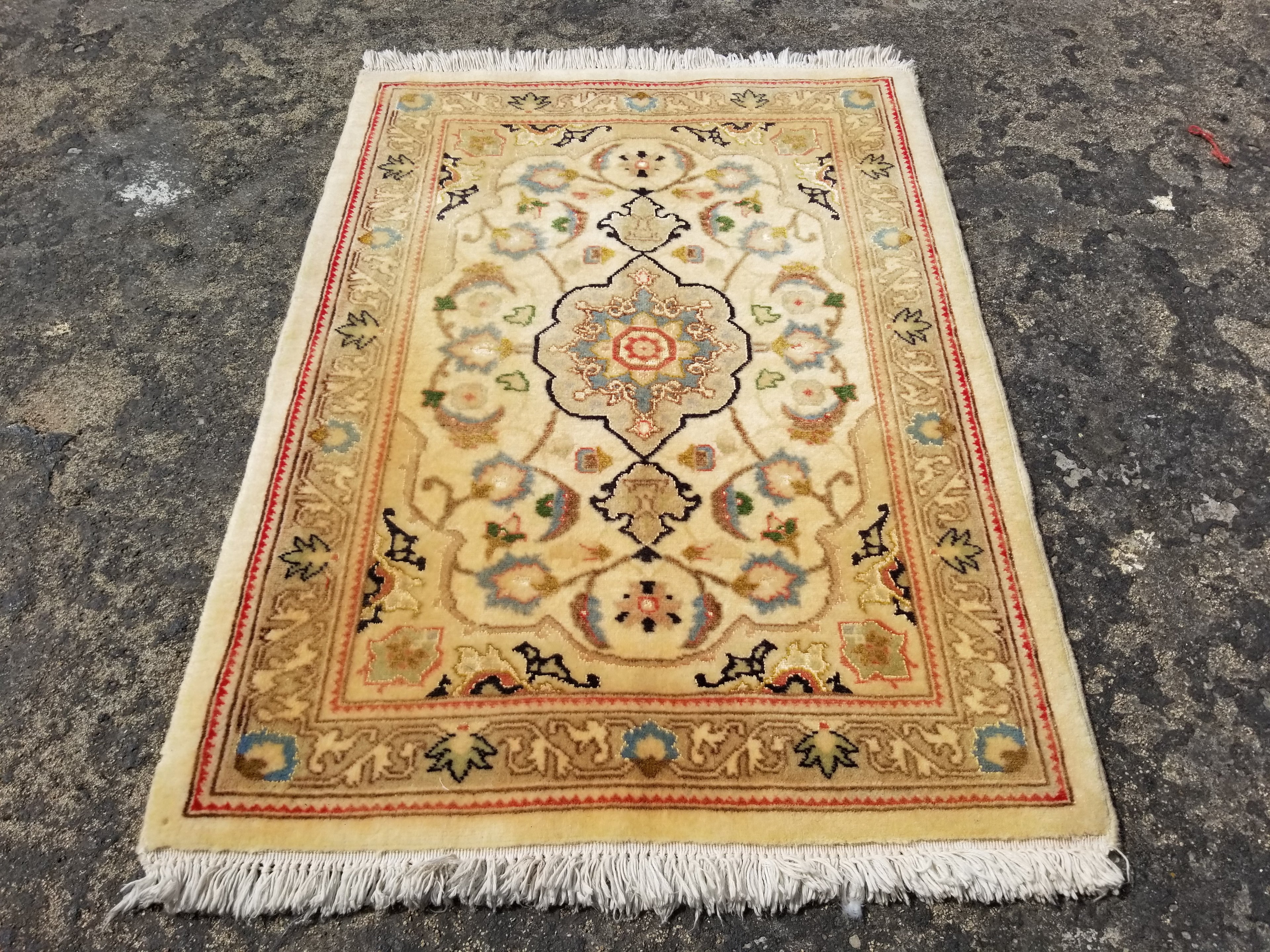Vintage Traditional Handmade Oriental Wool Multicolor Rug 67x49cm