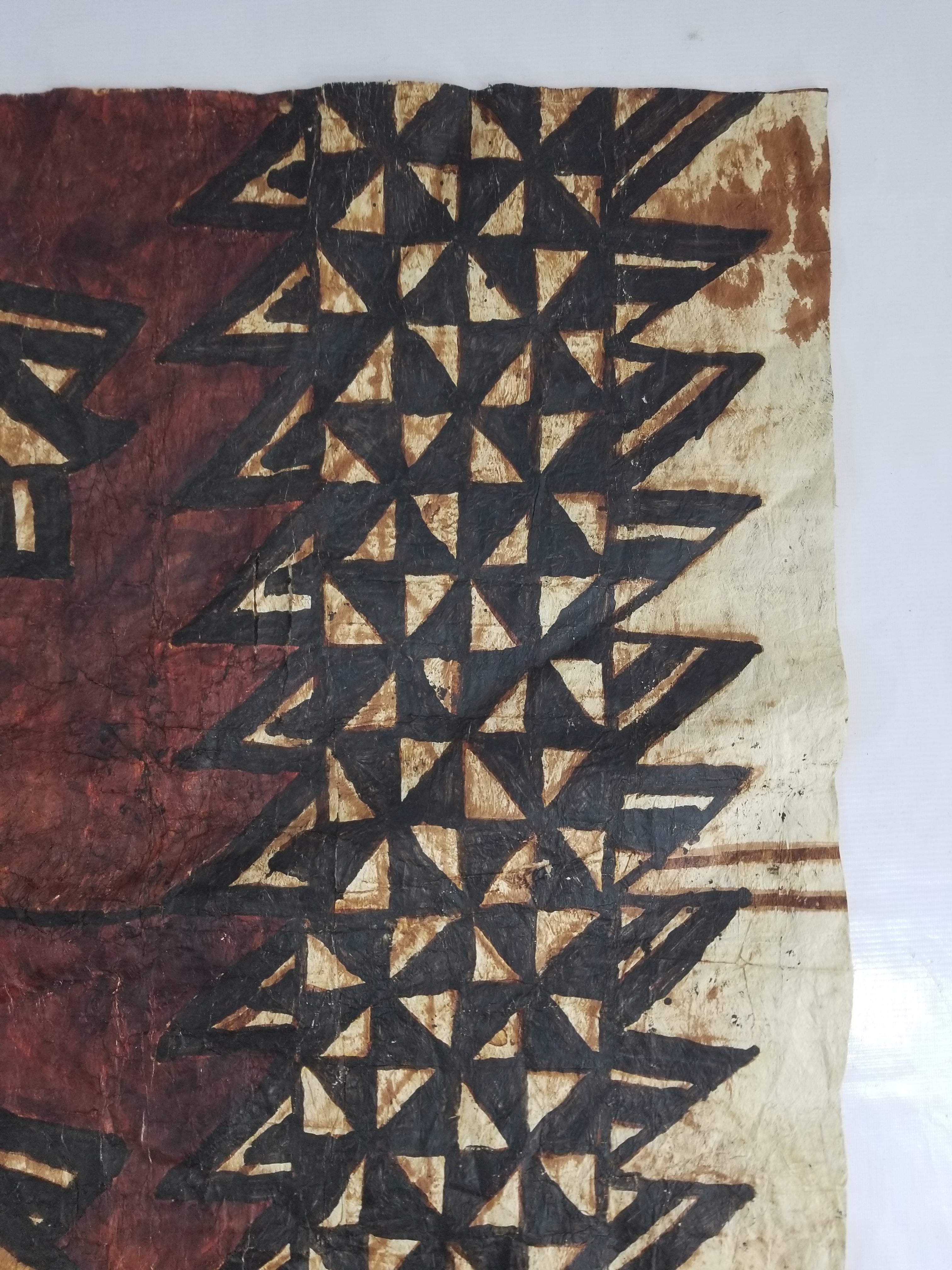 Vintage Polynesian Tapa Bark Cloth Textile Panel 213x148cm