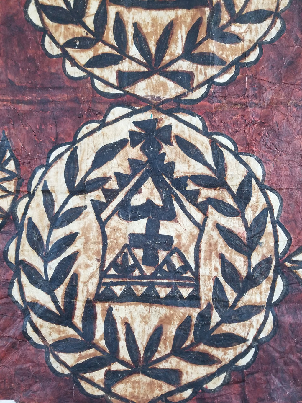 Vintage Polynesian Tapa Bark Cloth Textile Panel 213x148cm