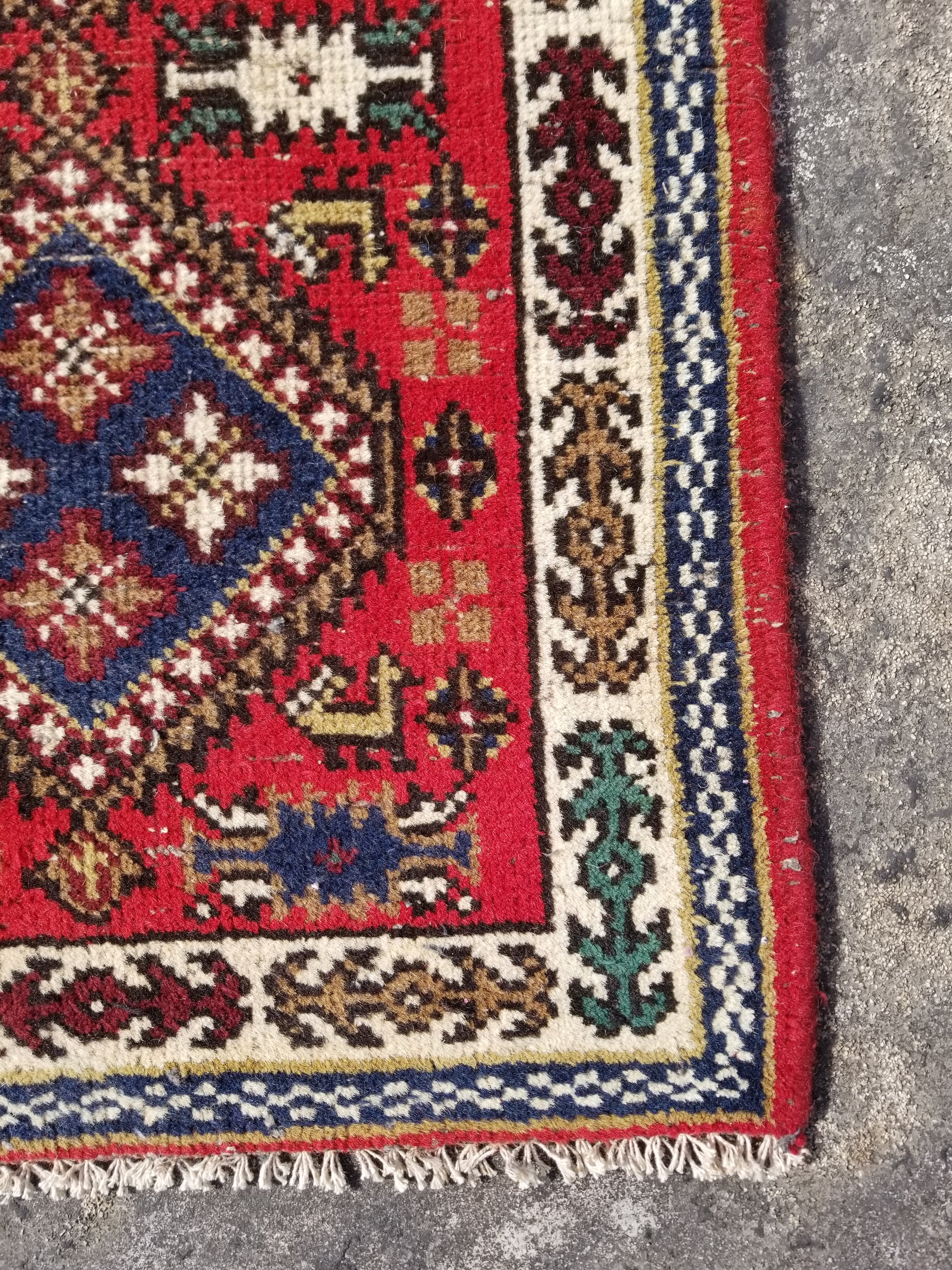 Vintage Traditional Handmade Afghan Kazak Style Wool Multicolor Rug 115x57cm