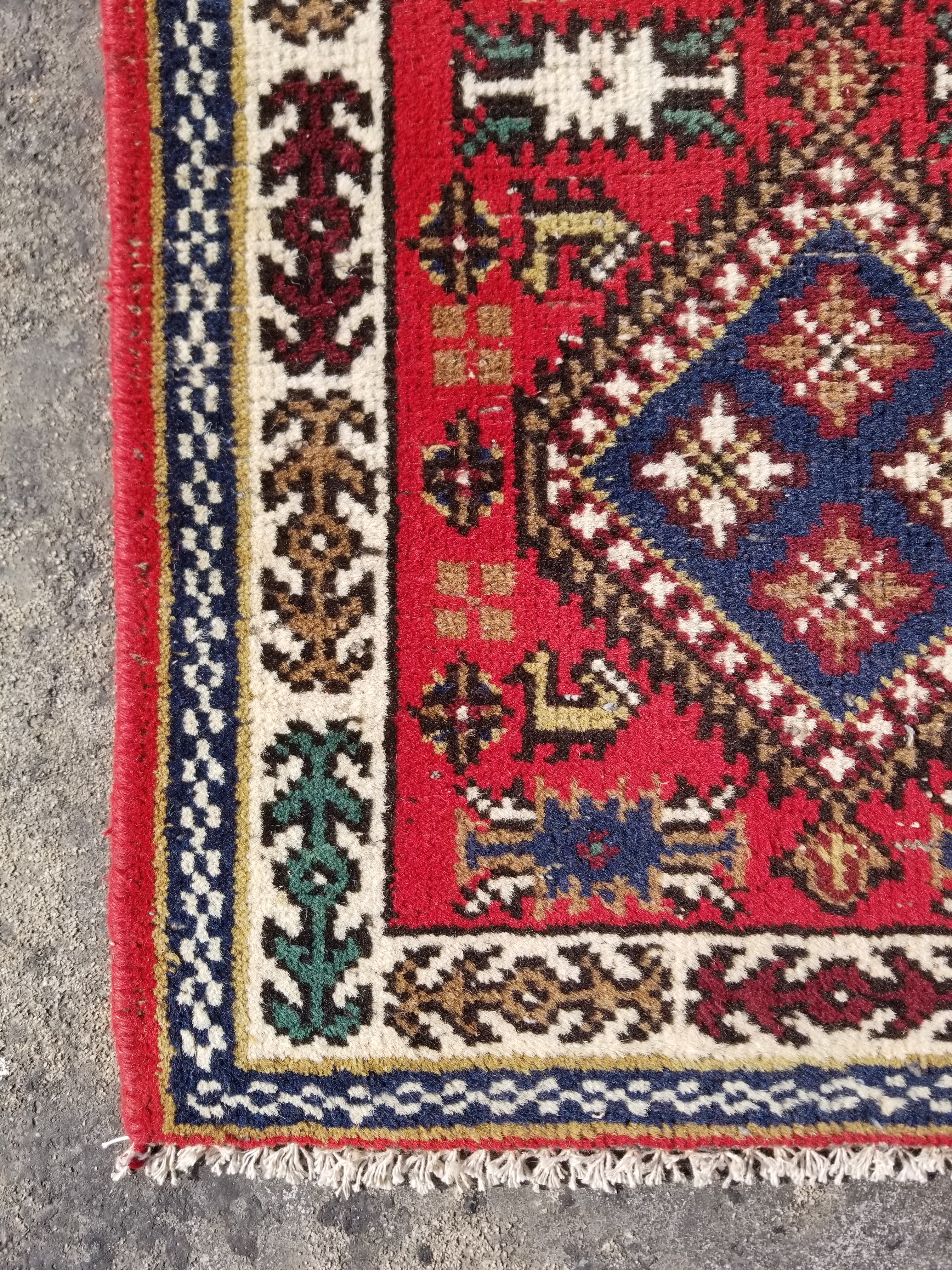 Vintage Traditional Handmade Afghan Kazak Style Wool Multicolor Rug 115x57cm