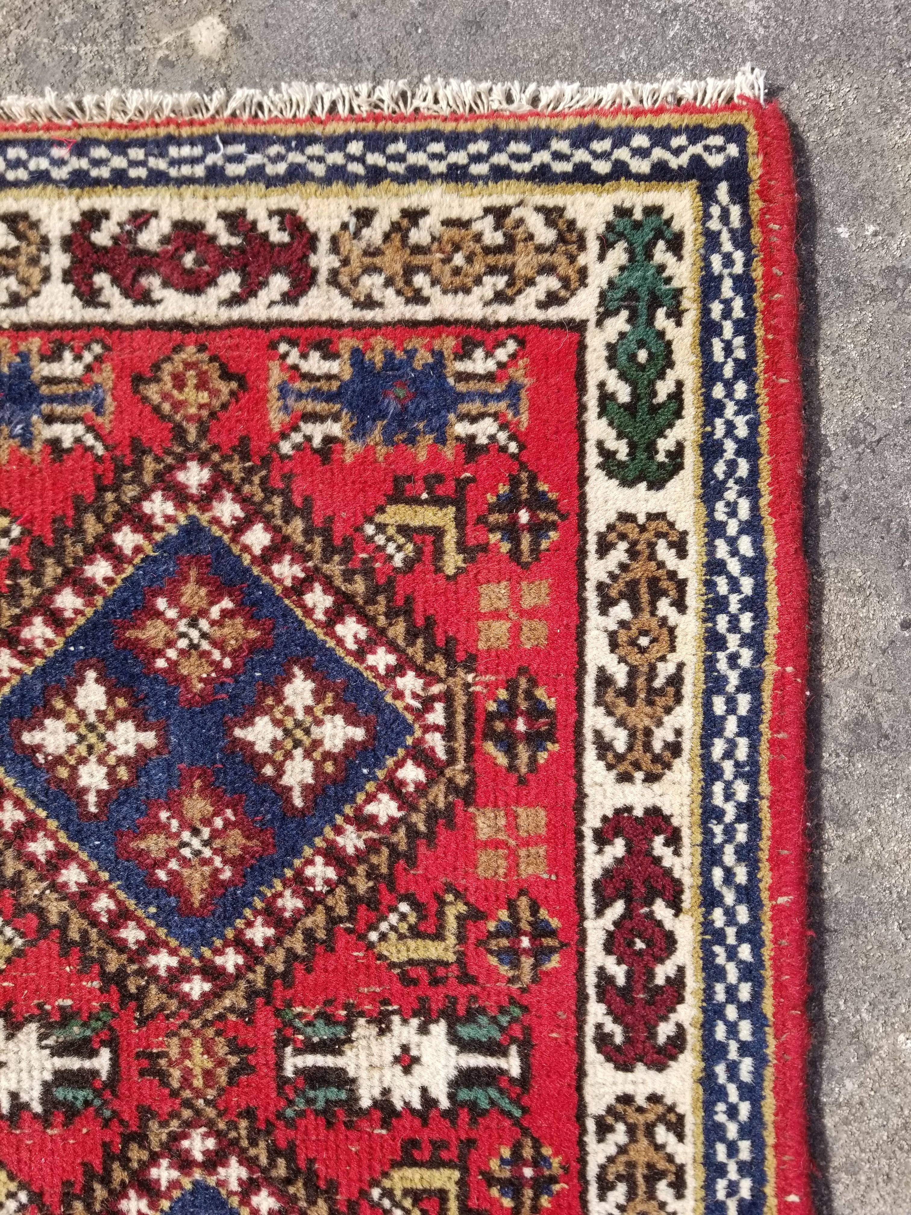 Vintage Traditional Handmade Afghan Kazak Style Wool Multicolor Rug 115x57cm