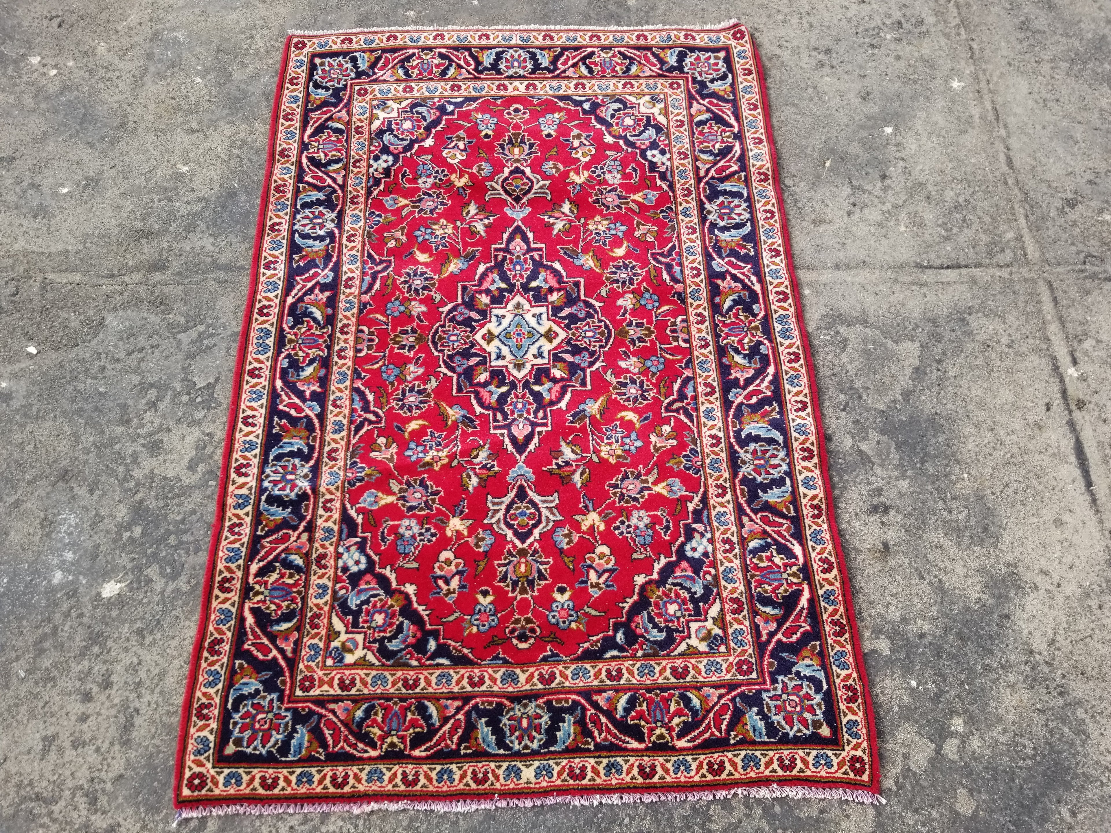 Vintage Traditional Handmade Oriental Wool Multicolor Rug 143x94cm