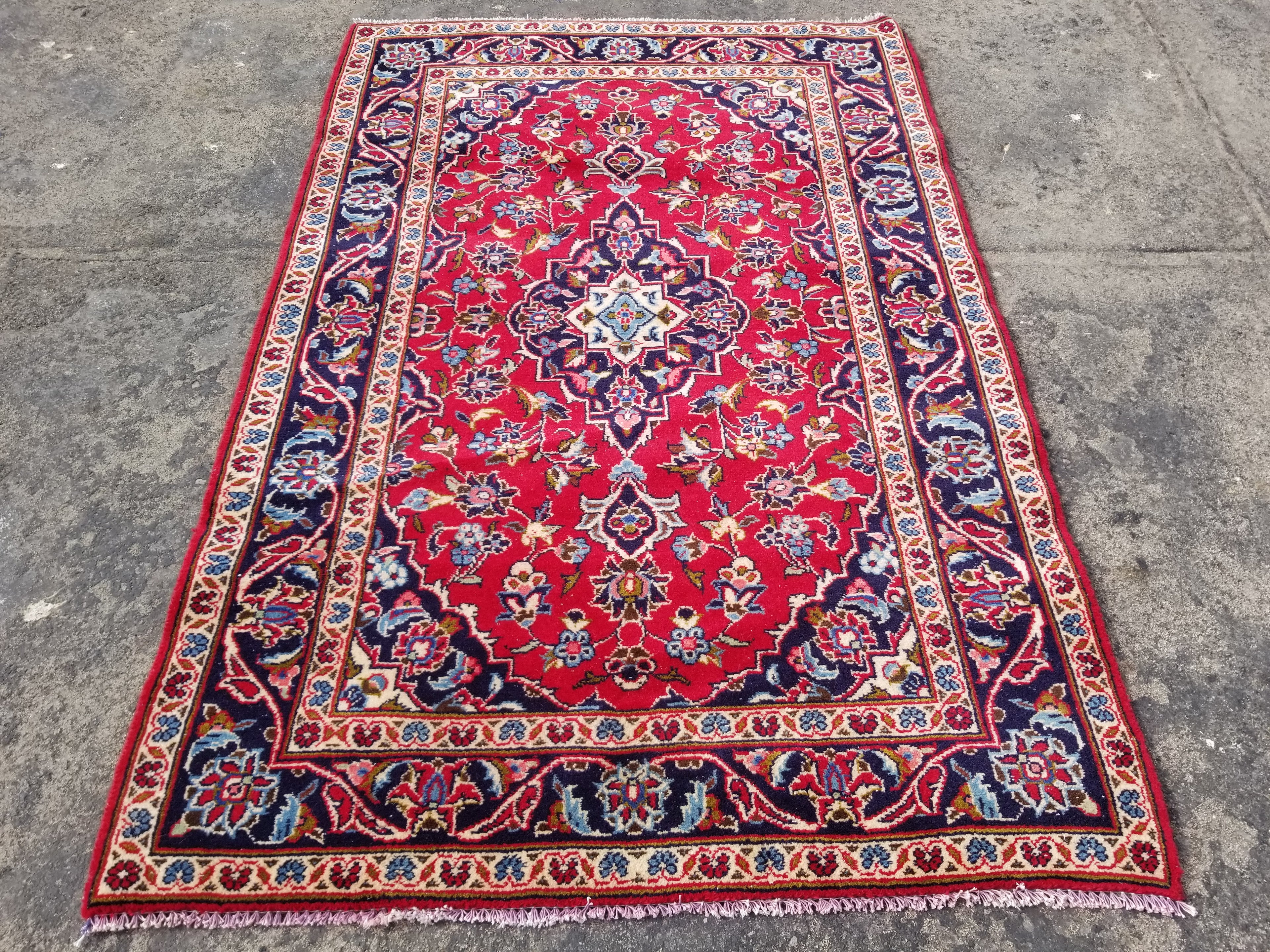 Vintage Traditional Handmade Oriental Wool Multicolor Rug 143x94cm