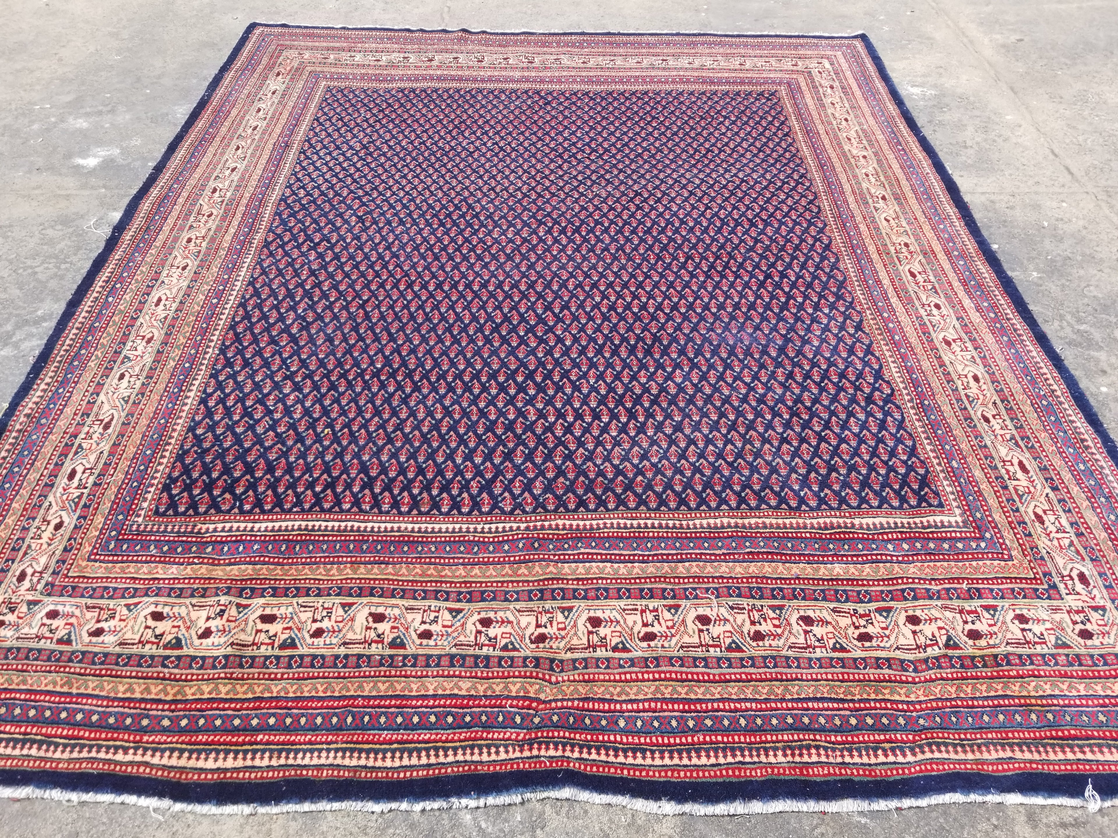Vintage Traditional Handmade Sarouk Mir Wool Multicolor Rug 308x250cm