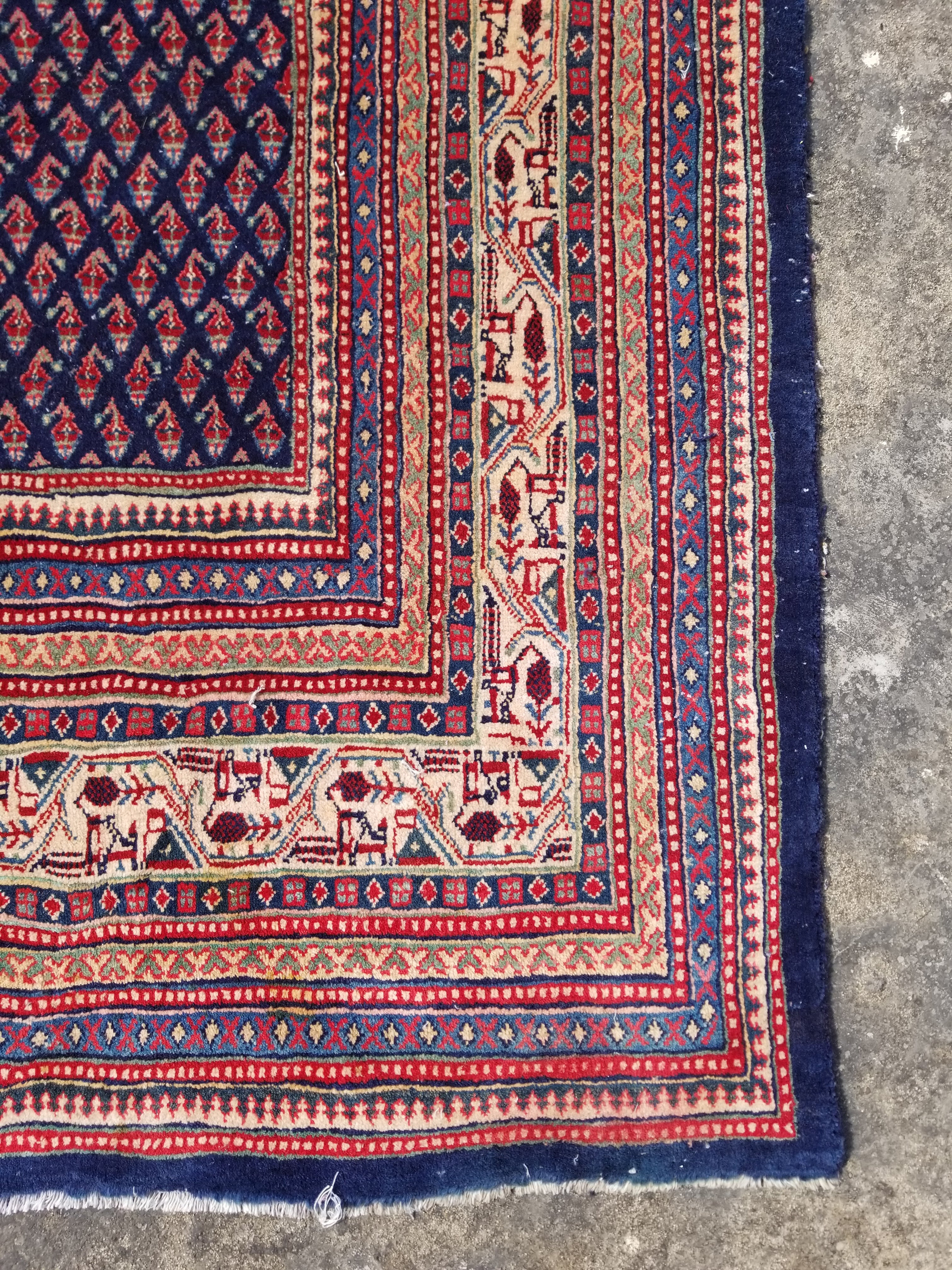 Vintage Traditional Handmade Sarouk Mir Wool Multicolor Rug 308x250cm