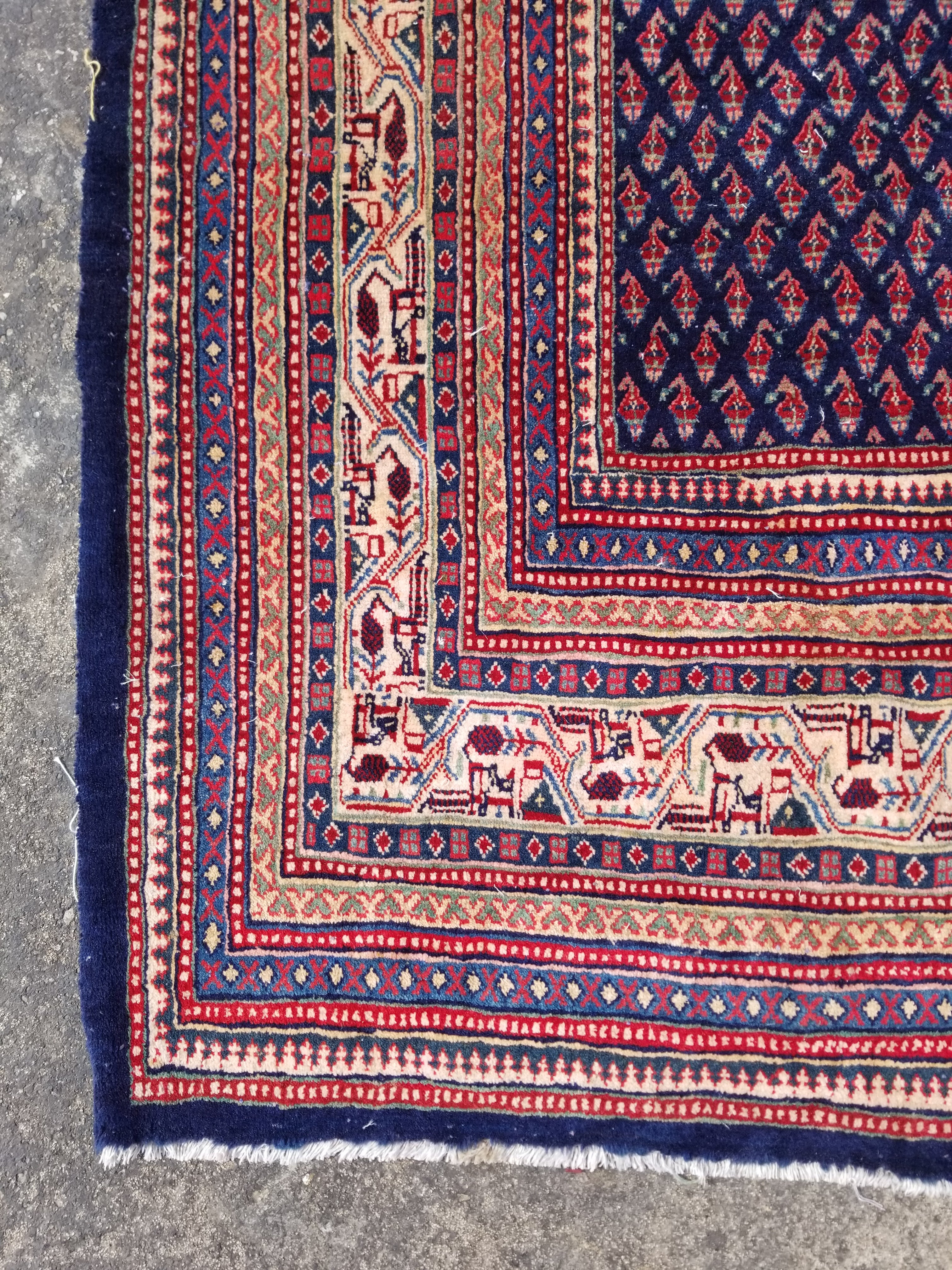 Vintage Traditional Handmade Sarouk Mir Wool Multicolor Rug 308x250cm