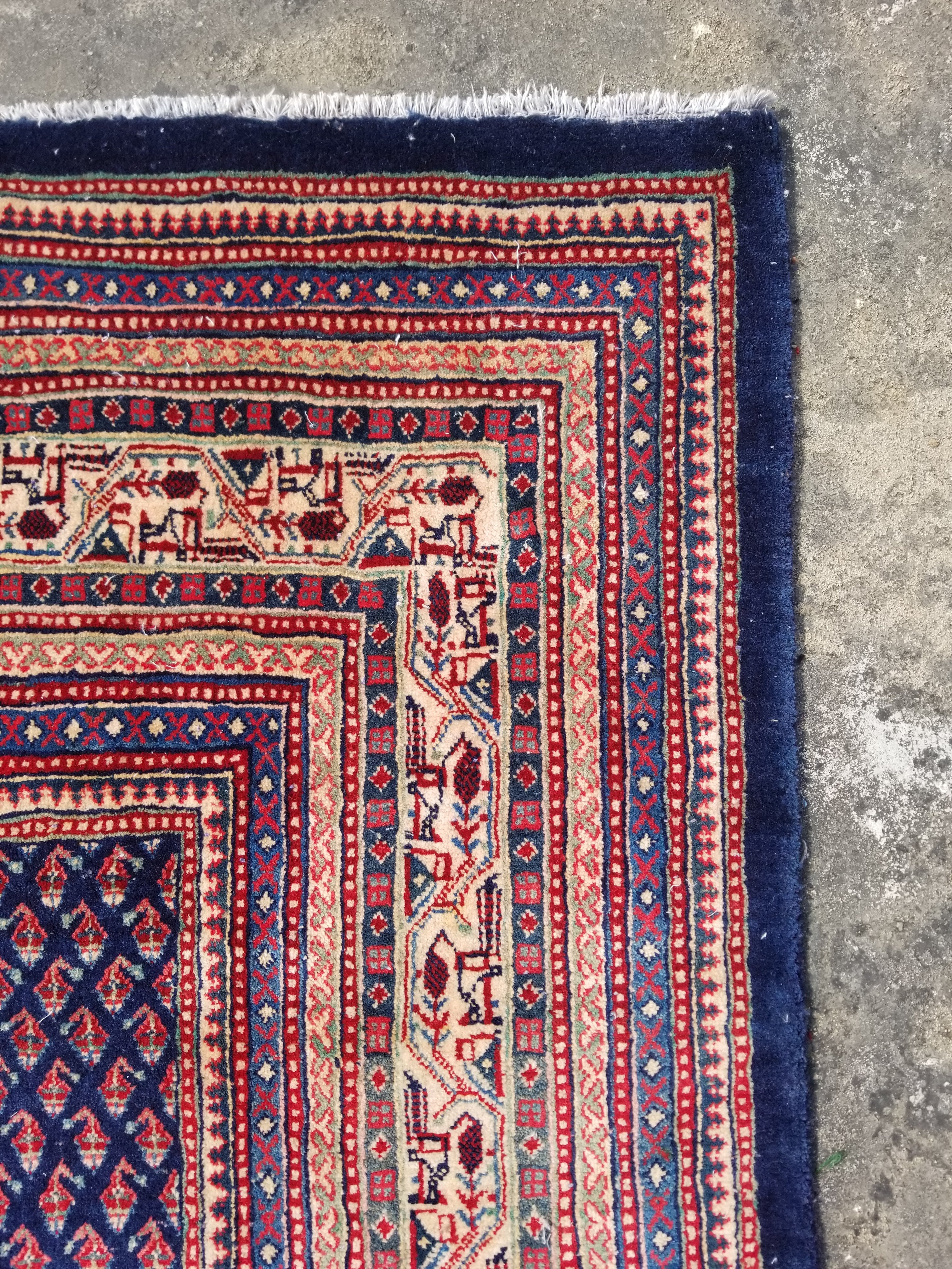 Vintage Traditional Handmade Sarouk Mir Wool Multicolor Rug 308x250cm