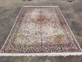 Distressed Antique Traditional Kashmiri Handmade Oriental Silk Rug 345x243cm