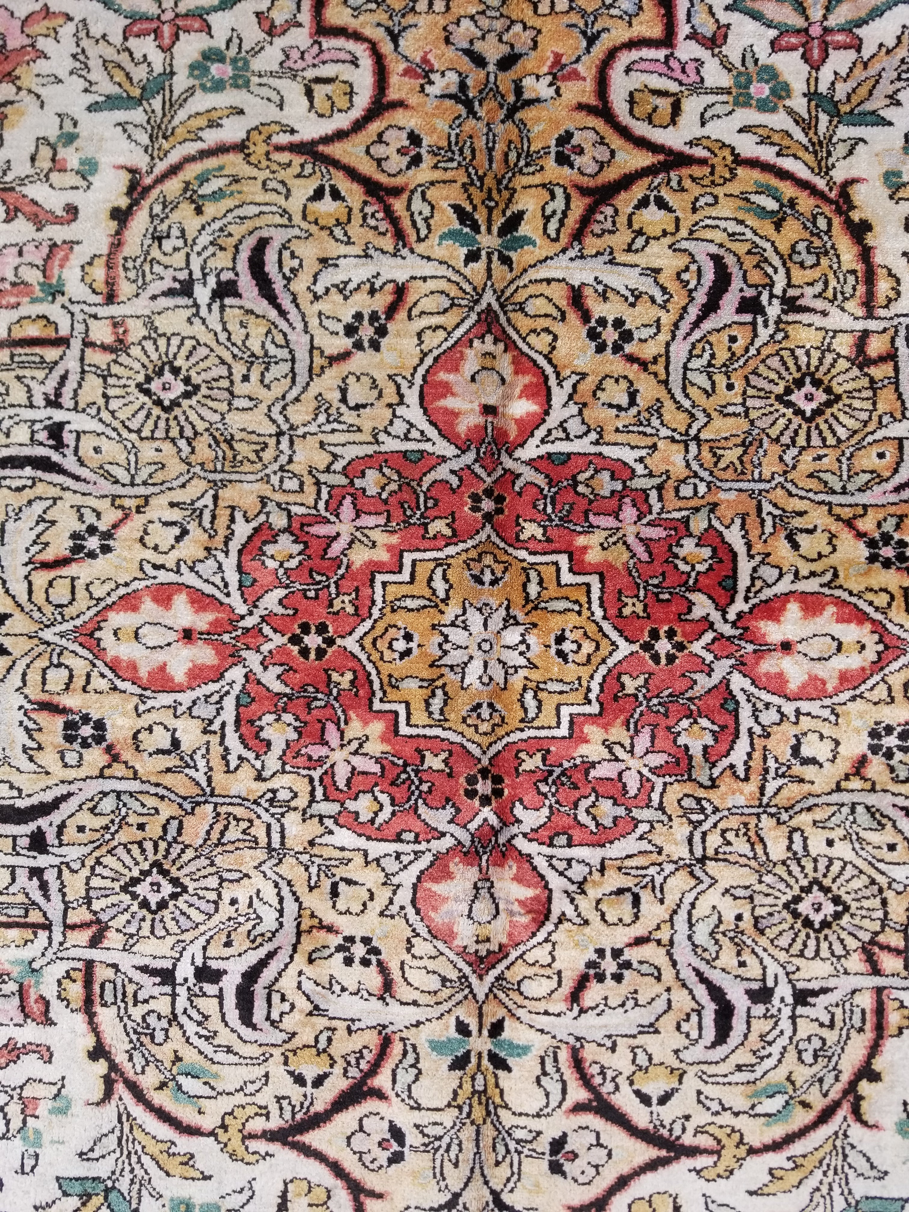 Distressed Antique Traditional Kashmiri Handmade Oriental Silk Rug 345x243cm