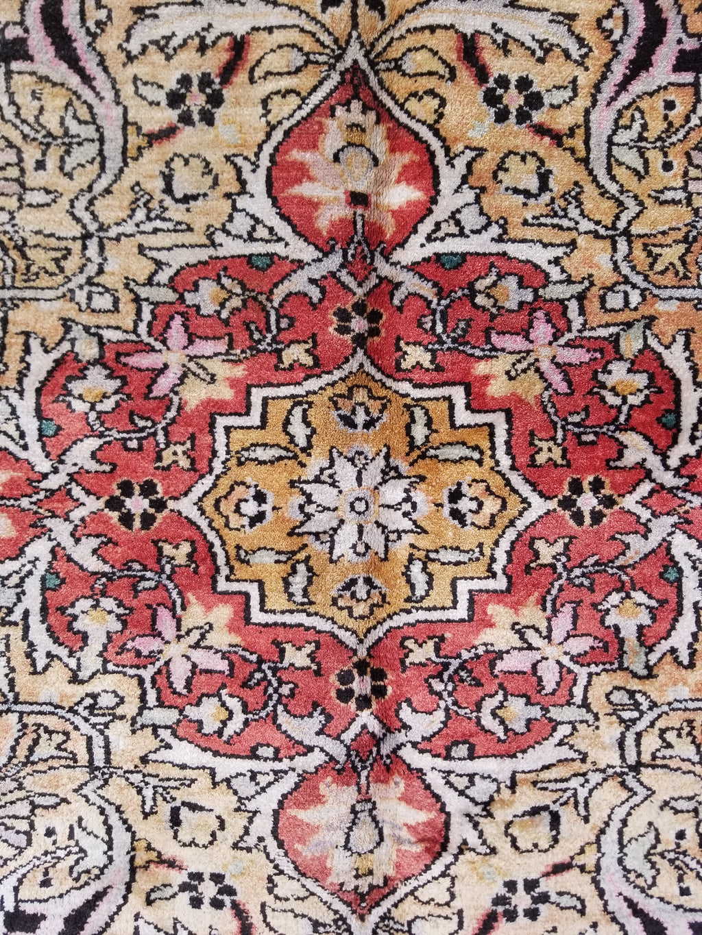 Distressed Antique Traditional Kashmiri Handmade Oriental Silk Rug 345x243cm
