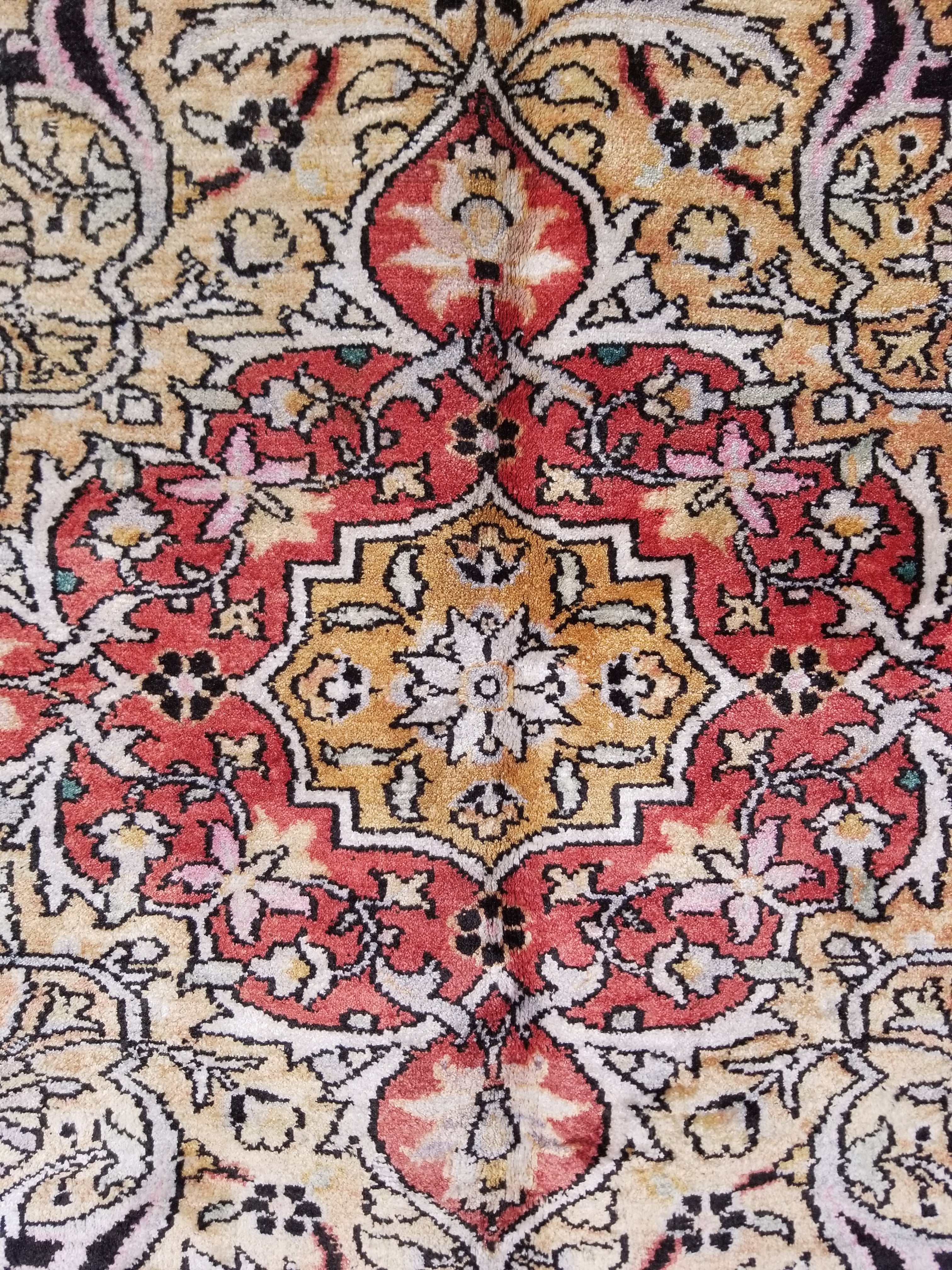 Distressed Antique Traditional Kashmiri Handmade Oriental Silk Rug 345x243cm