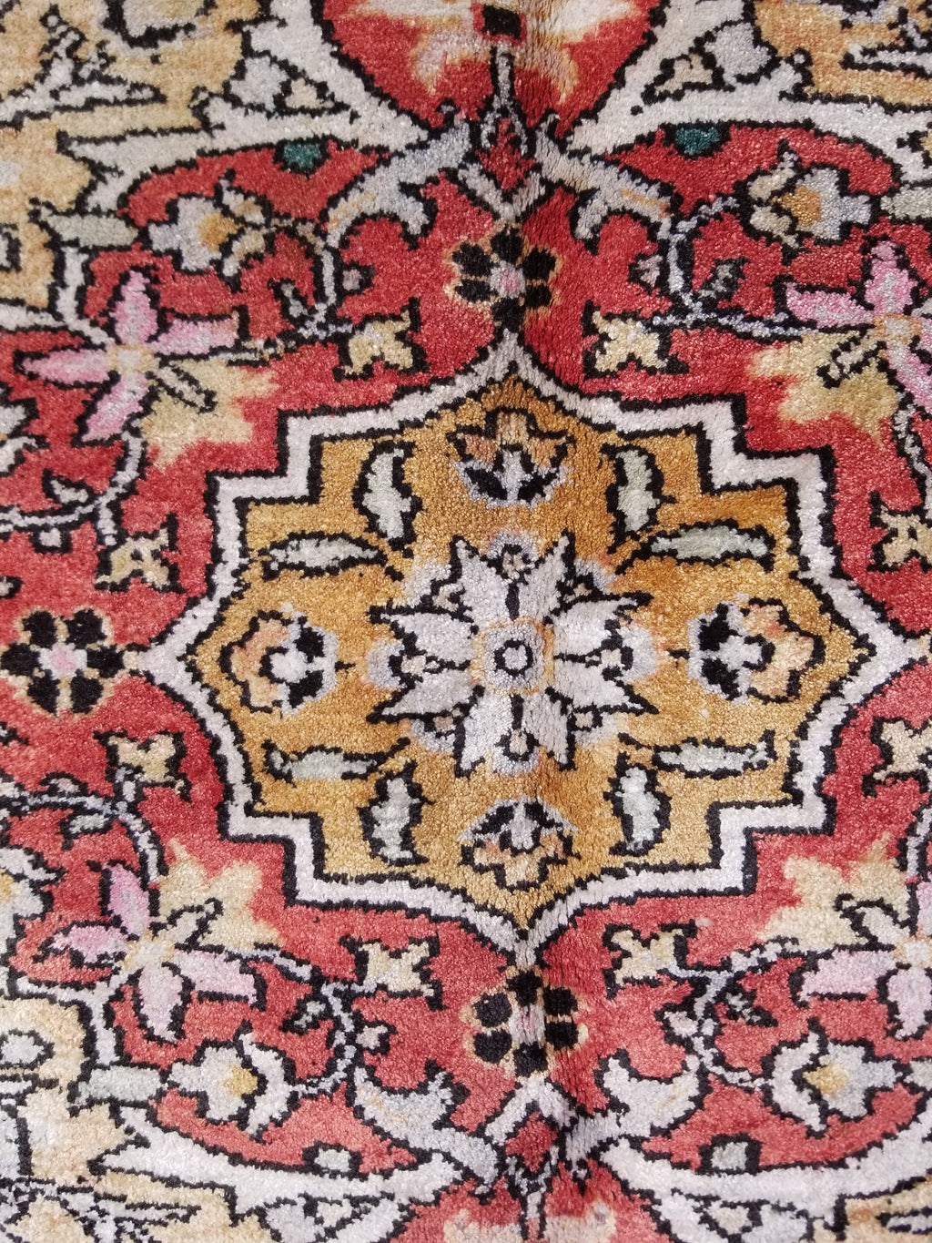 Distressed Antique Traditional Kashmiri Handmade Oriental Silk Rug 345x243cm