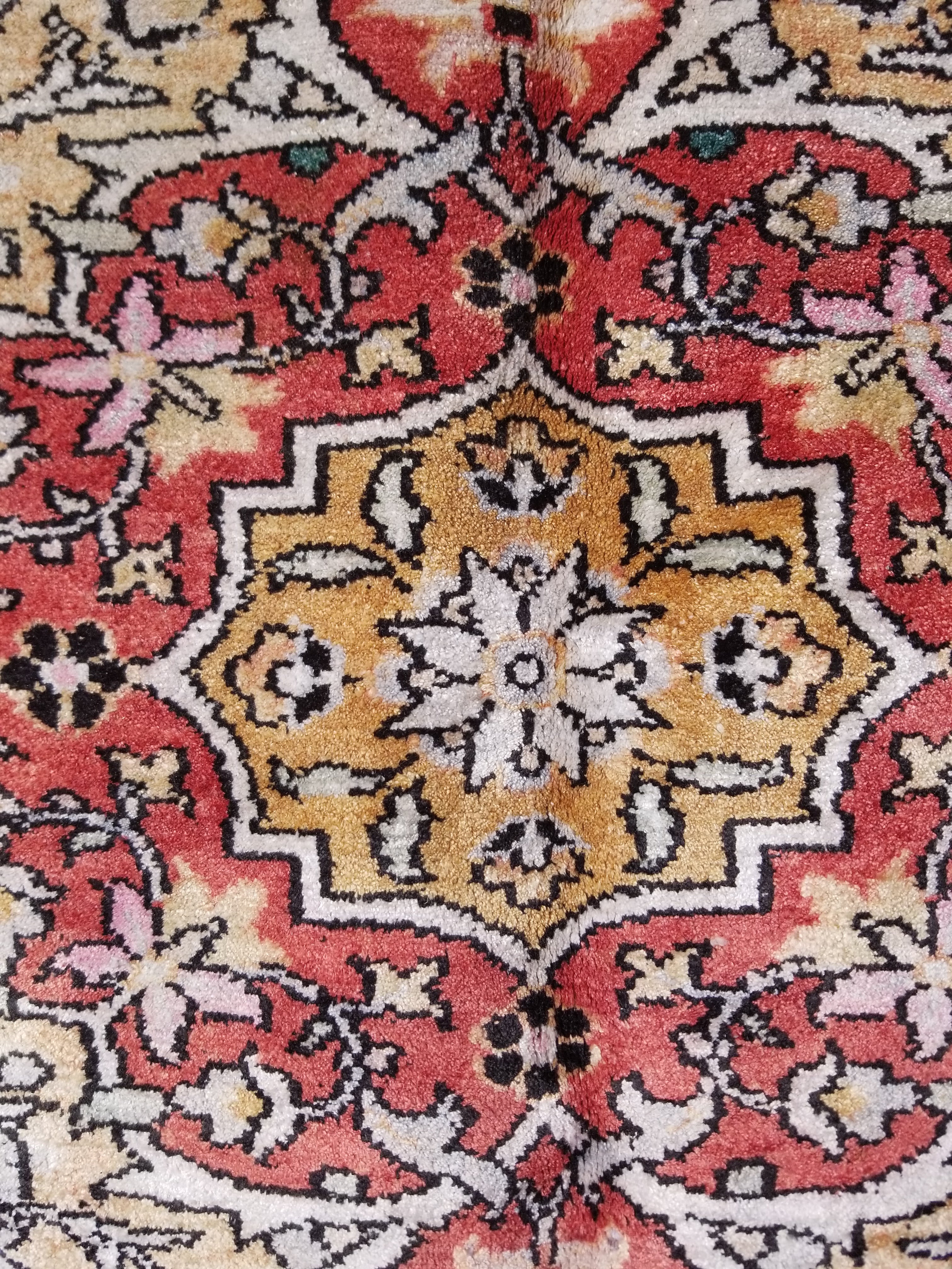 Distressed Antique Traditional Kashmiri Handmade Oriental Silk Rug 345x243cm