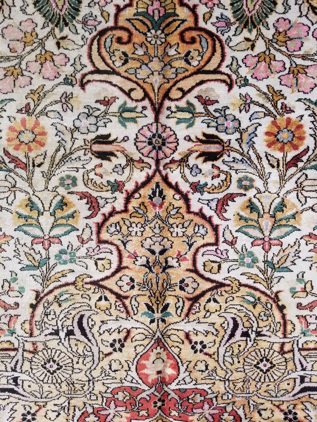 Distressed Antique Traditional Kashmiri Handmade Oriental Silk Rug 345x243cm