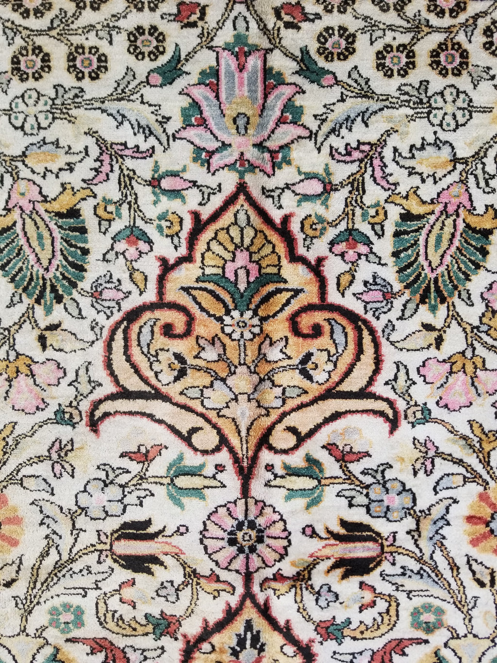 Distressed Antique Traditional Kashmiri Handmade Oriental Silk Rug 345x243cm