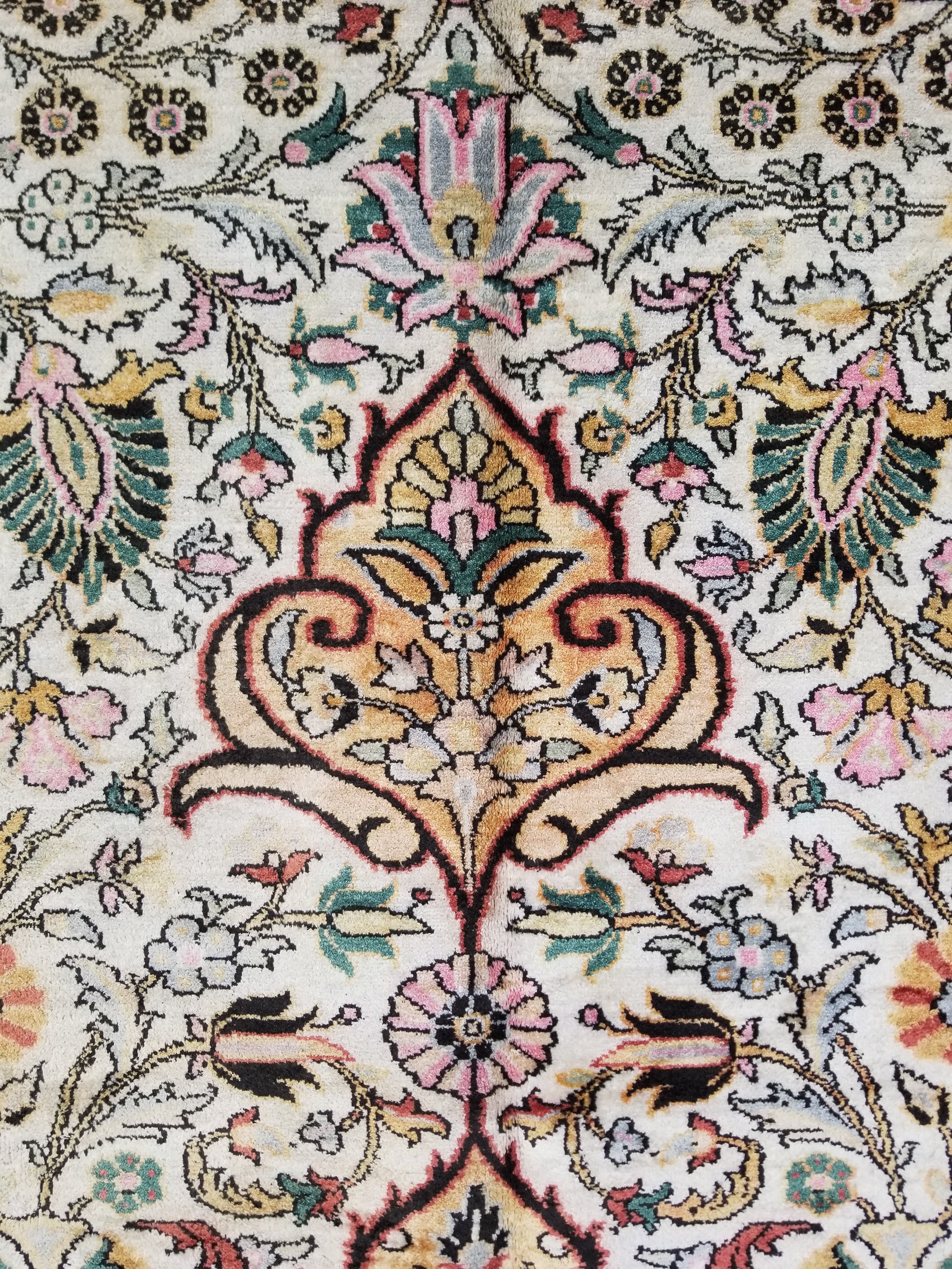Distressed Antique Traditional Kashmiri Handmade Oriental Silk Rug 345x243cm