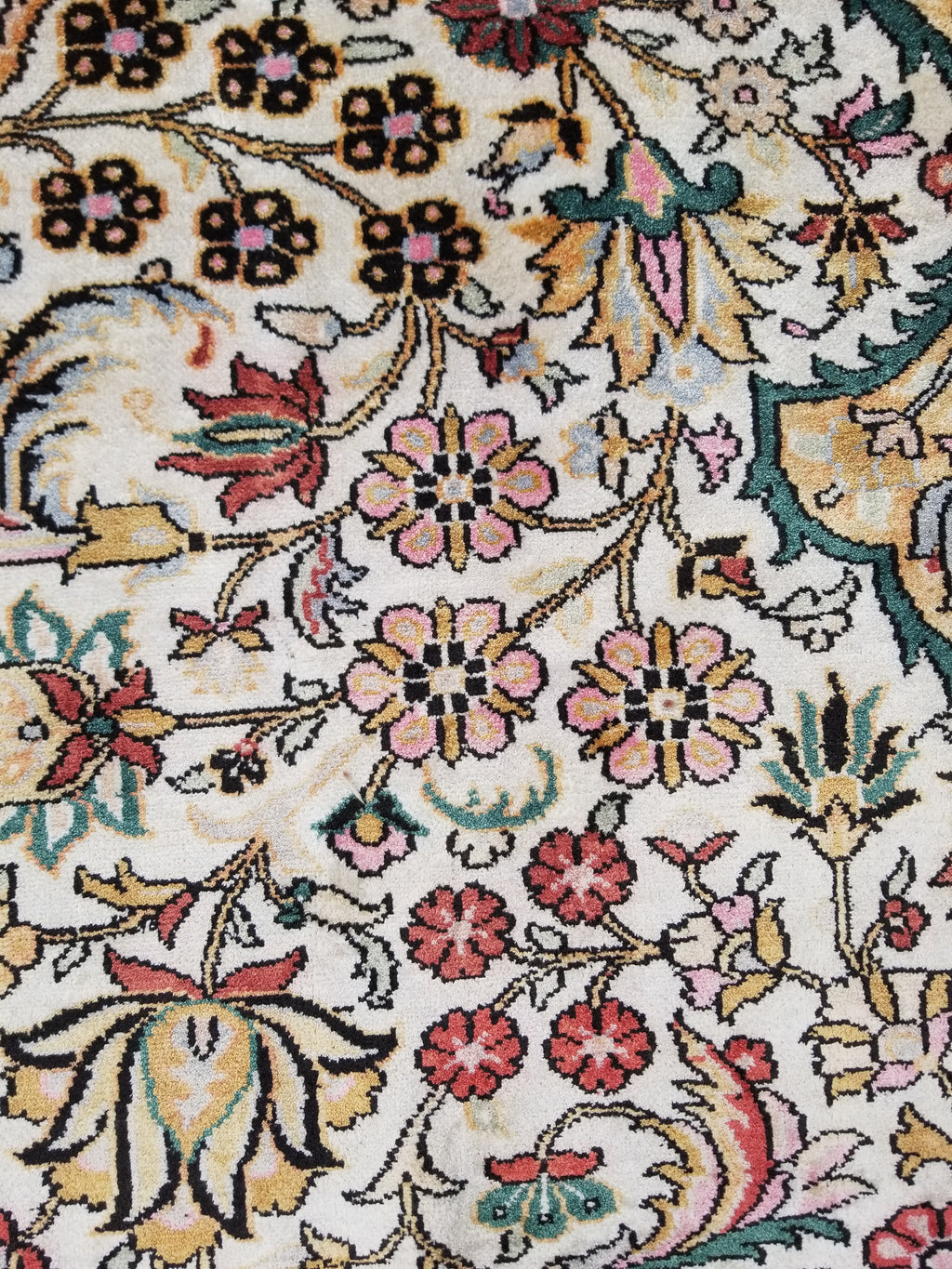 Distressed Antique Traditional Kashmiri Handmade Oriental Silk Rug 345x243cm