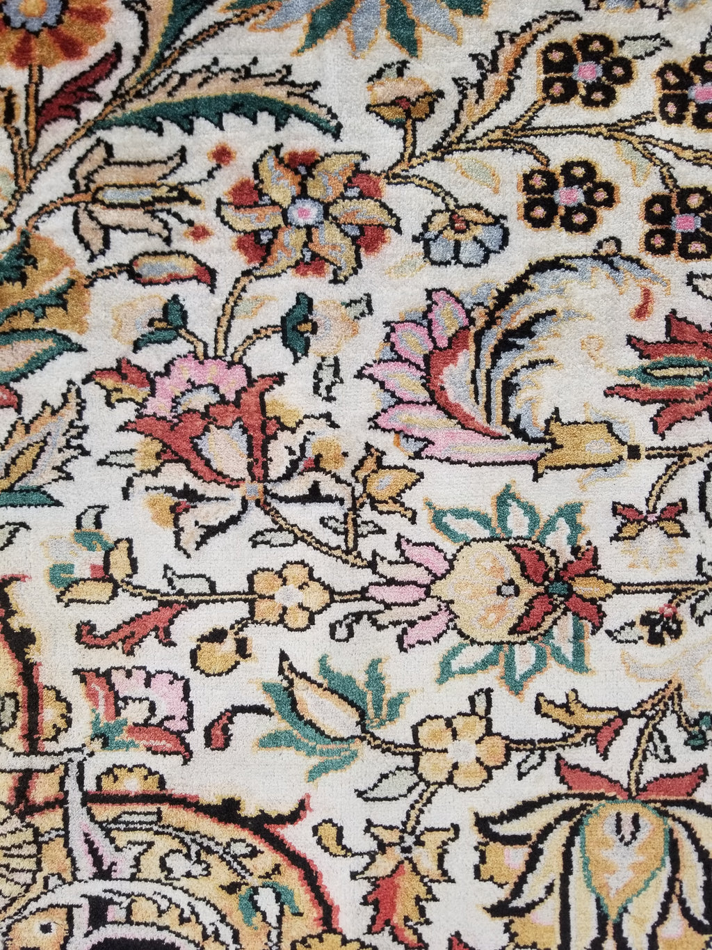Distressed Antique Traditional Kashmiri Handmade Oriental Silk Rug 345x243cm