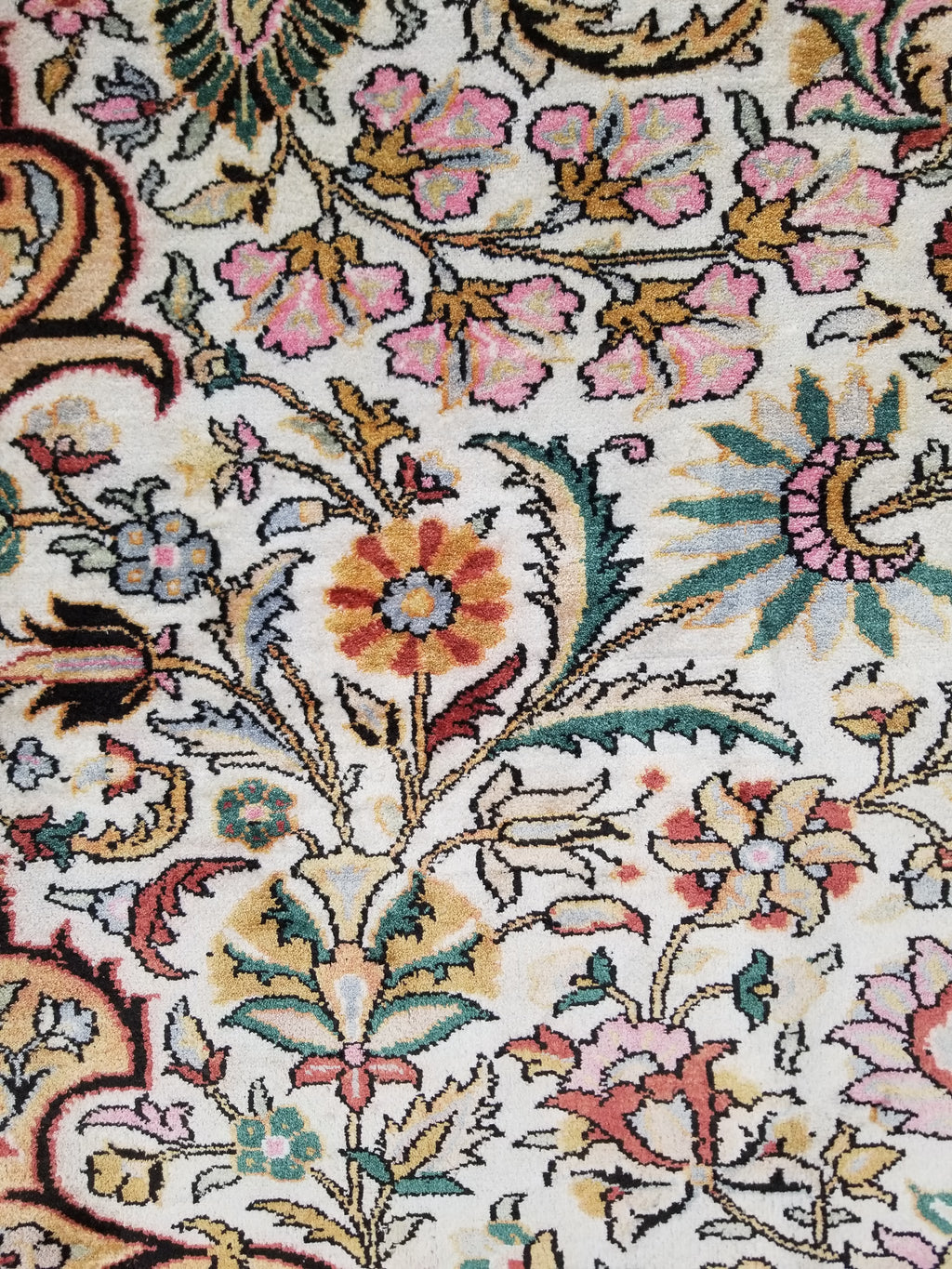 Distressed Antique Traditional Kashmiri Handmade Oriental Silk Rug 345x243cm