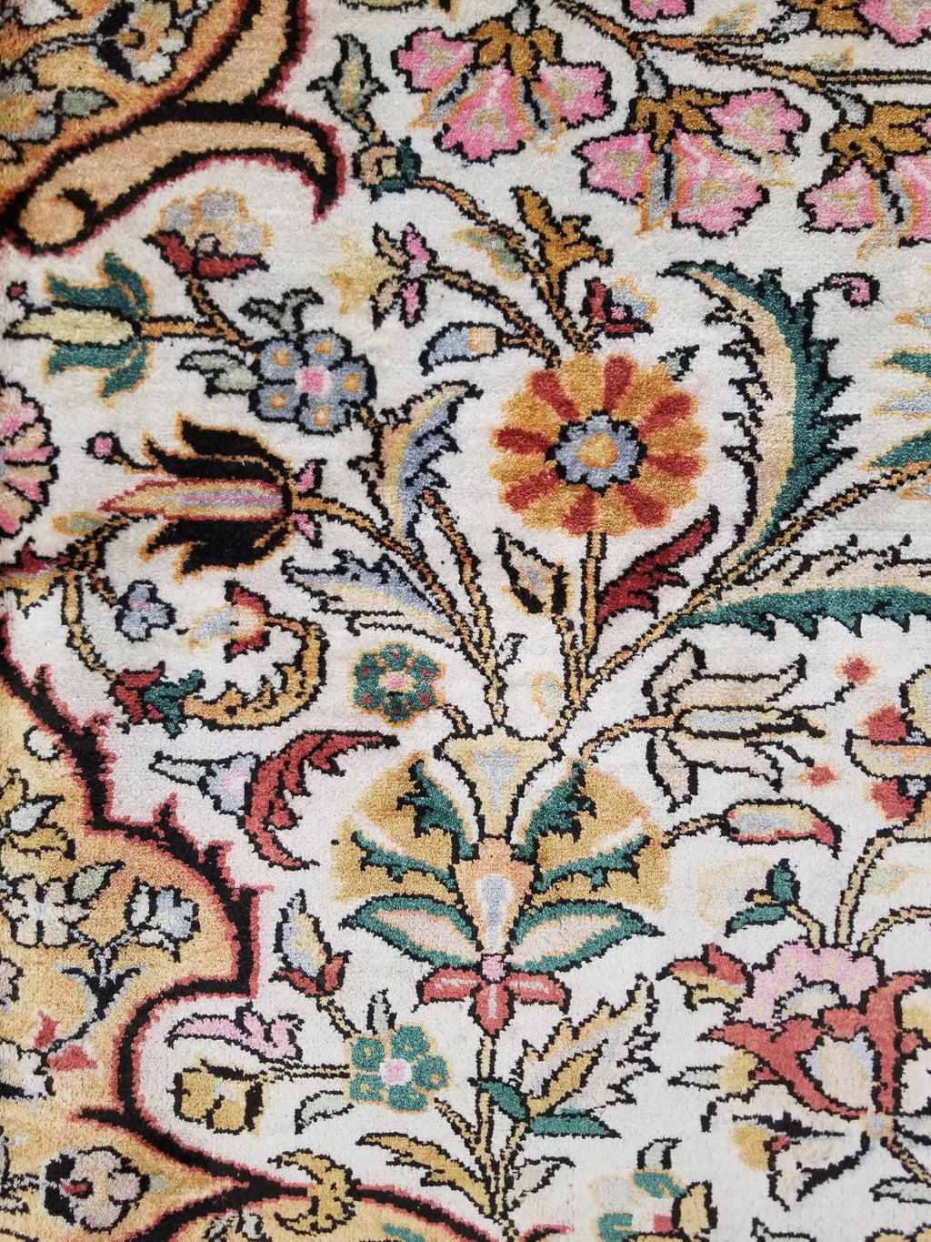 Distressed Antique Traditional Kashmiri Handmade Oriental Silk Rug 345x243cm